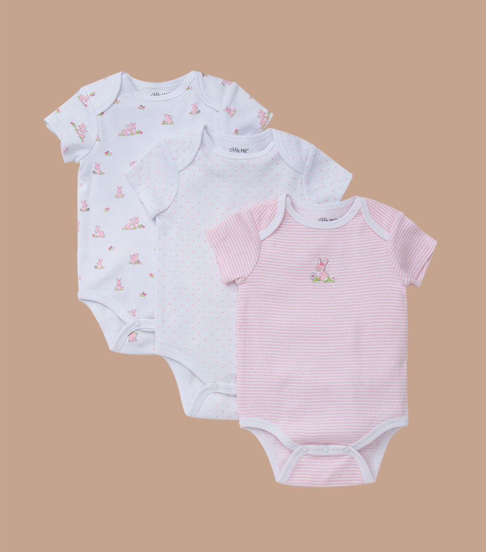 LITTLE ME Bunnies 3-Pack Bodysuits