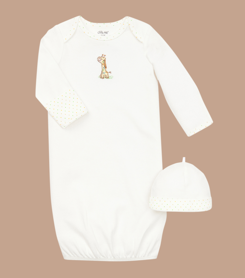 LITTLE ME Giraffe Gown And Hat Set