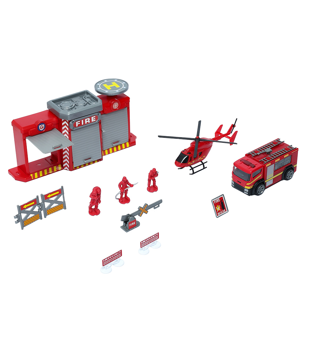 TEAMSTERZ  4 Fire He Playset 14 Piece Toy