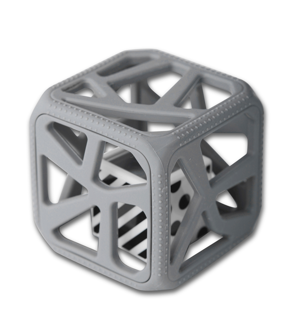 MALARKEY Kids Chew Cube Easy Grip Teether Rattle Grey