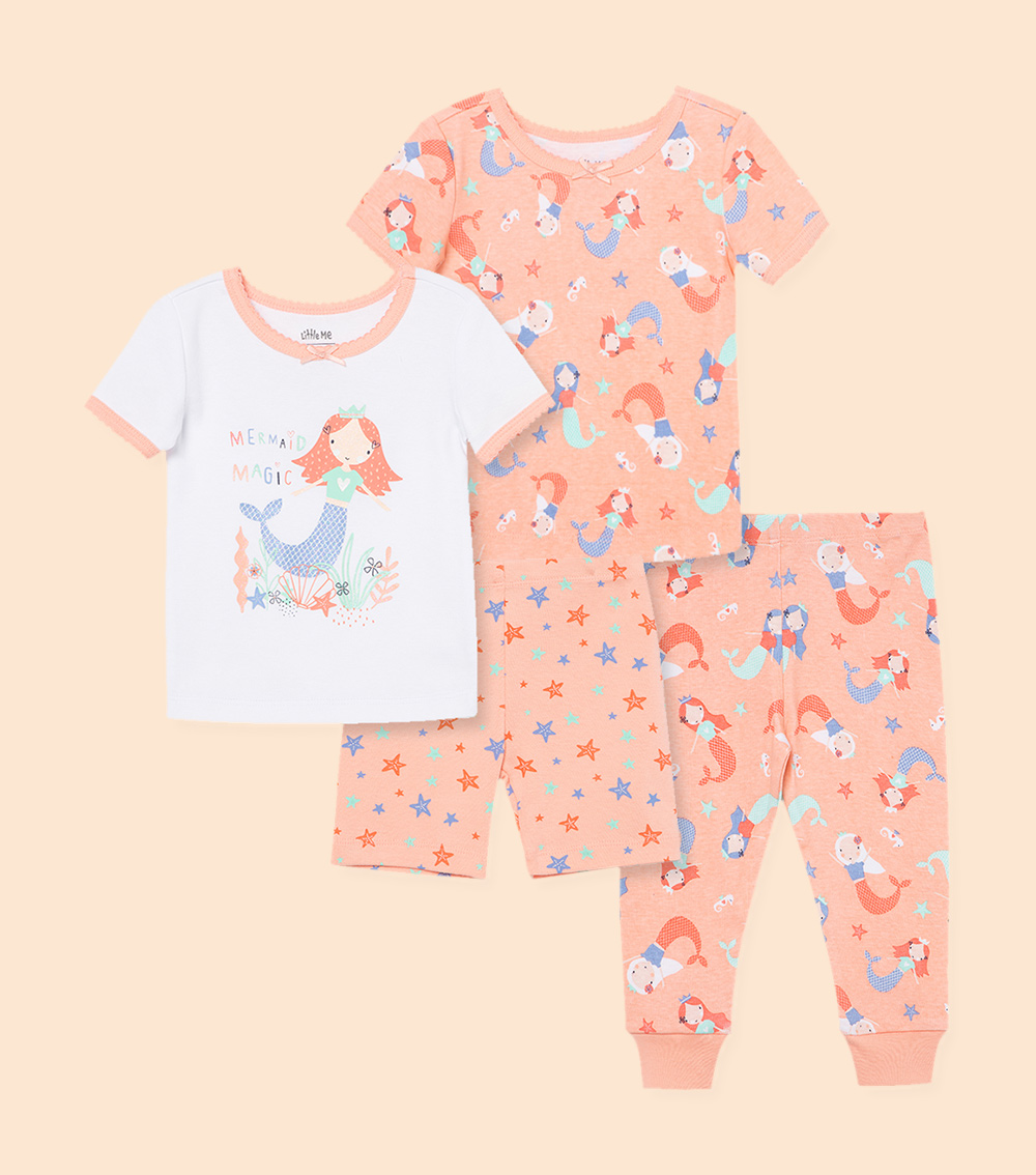 LITTLE ME 4-Piece Mermaid Pajama Set