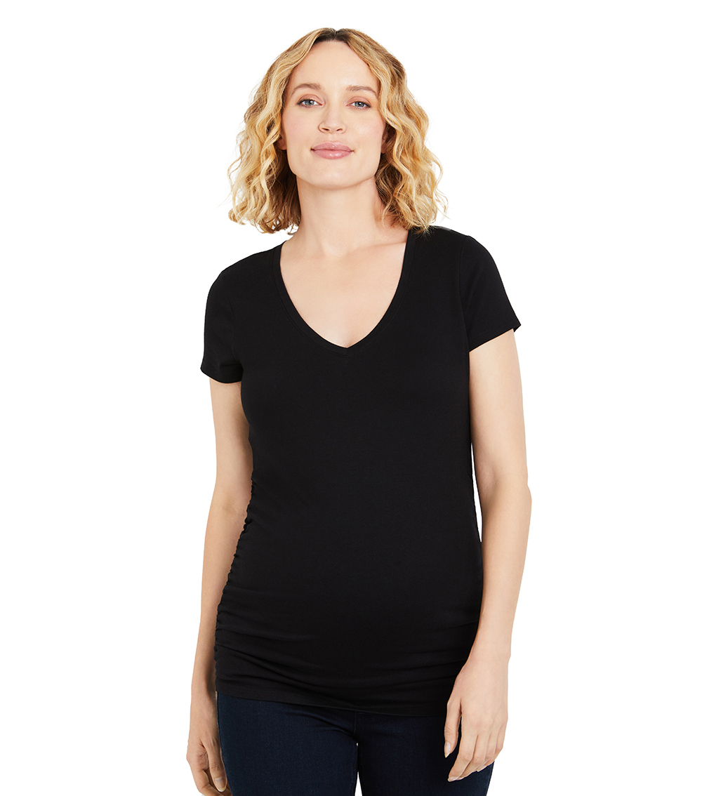 V-Neck Side Ruched Maternity Tee