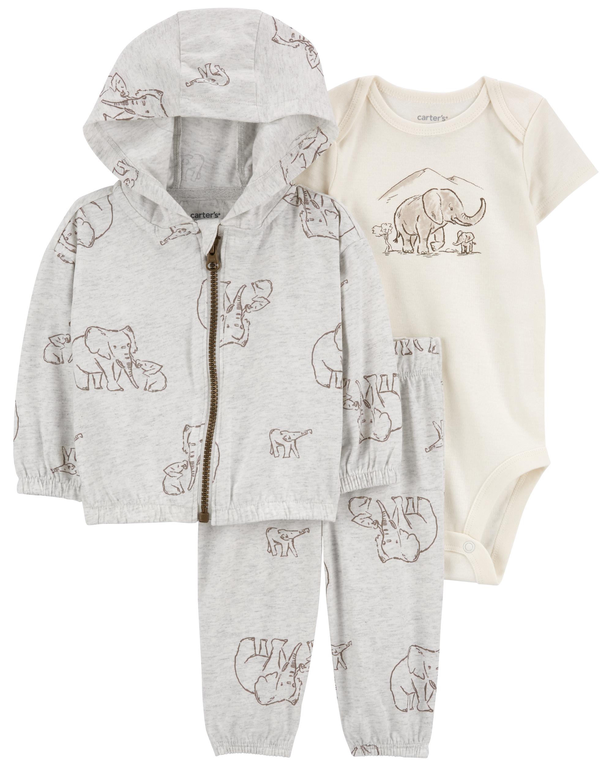 Carter's 3-Piece Elephant Printed Little Jacket Set