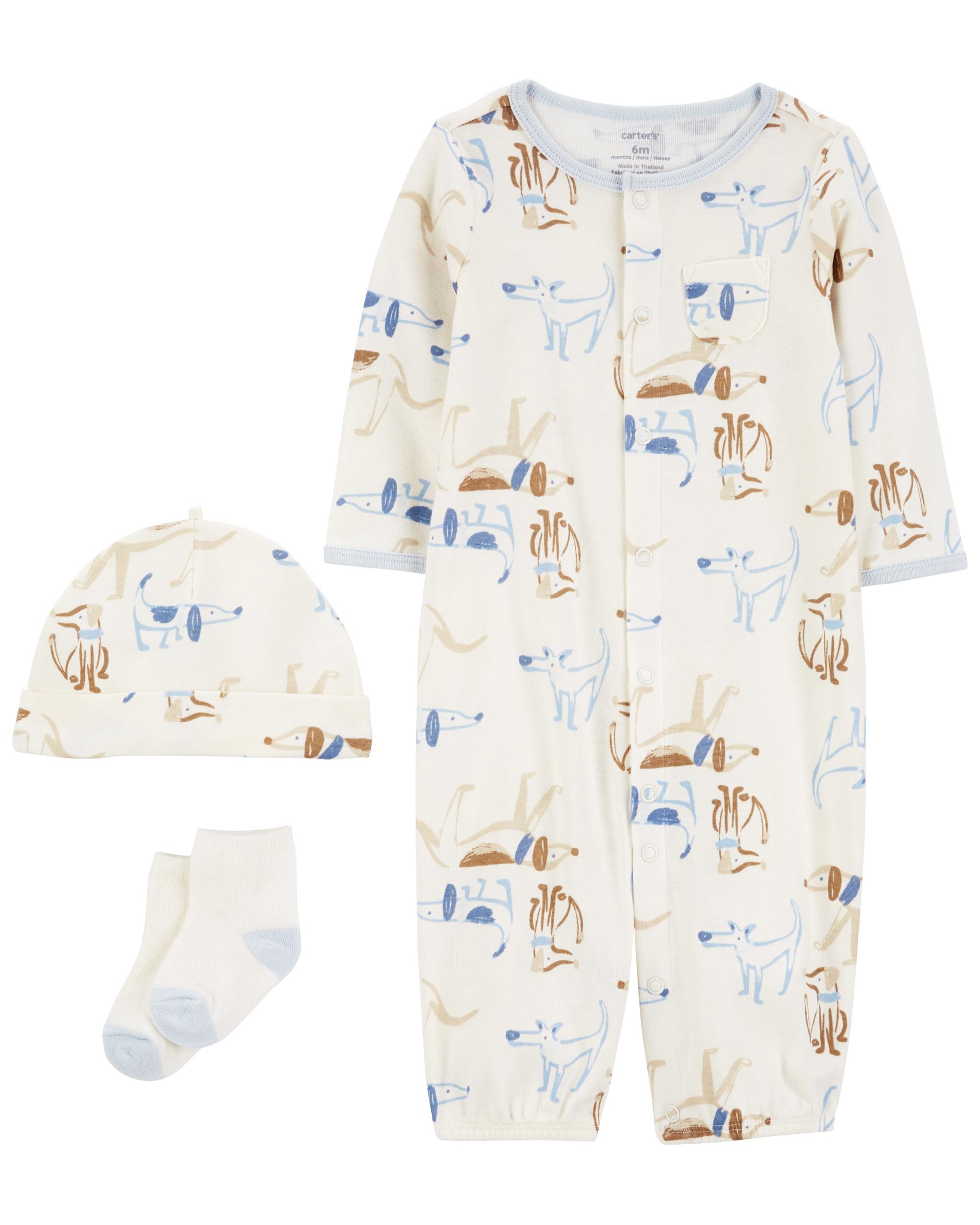 Carter's 3-Piece Dog Printed Converter Gown Set