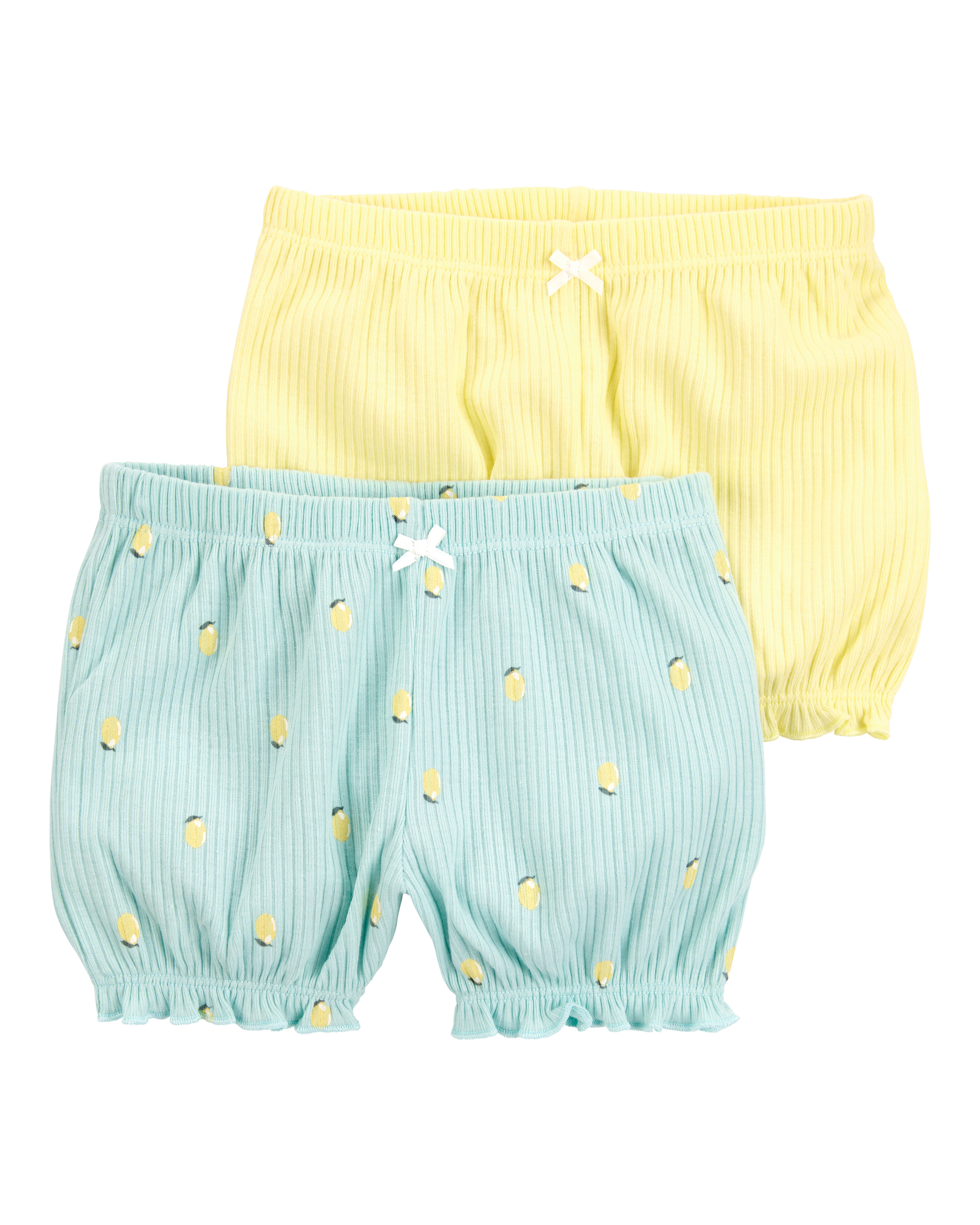 Carter's Baby Girls Pack Of 2 Lemon Shorts, Multicolor