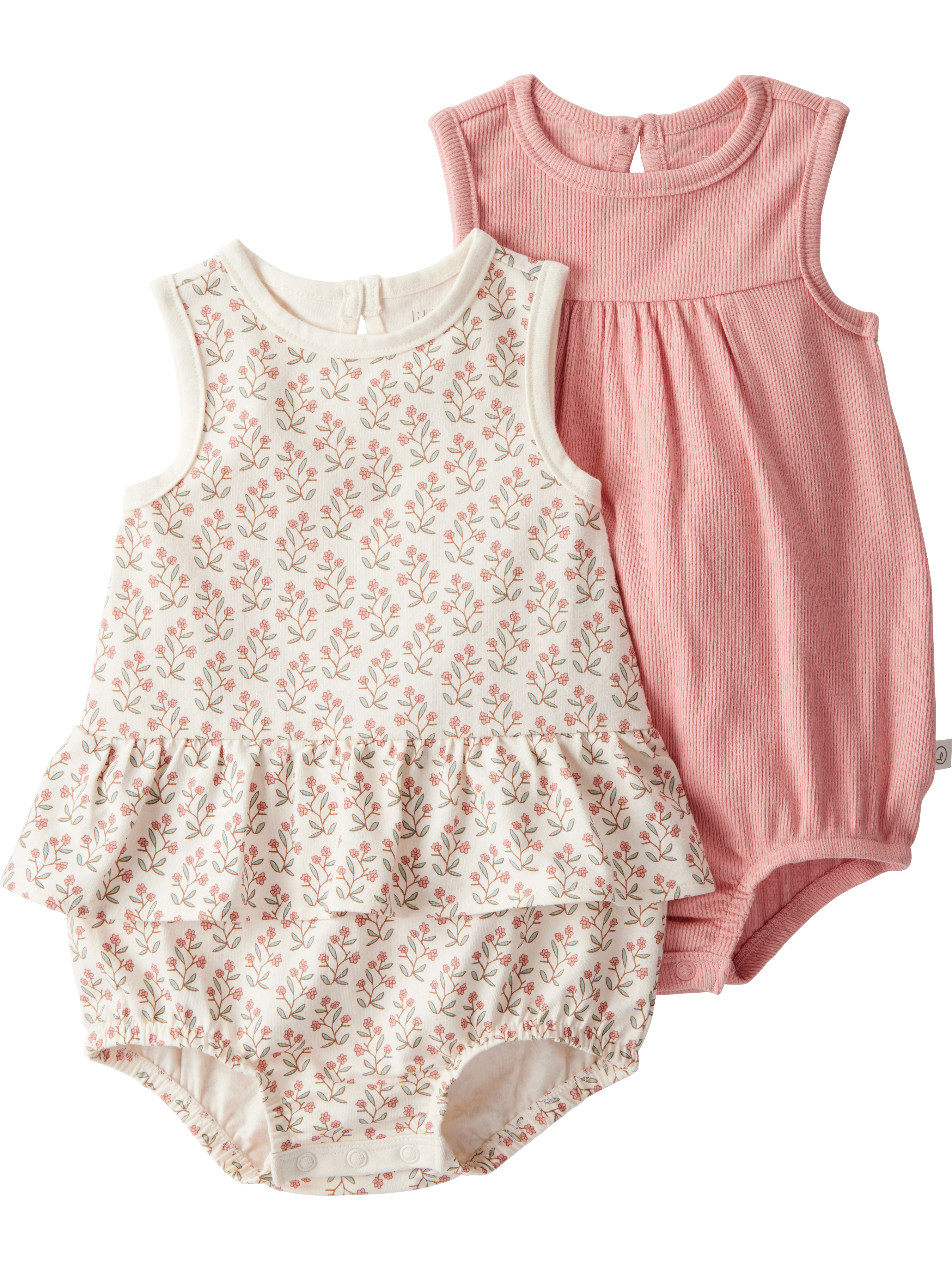 Carter's Baby Girls Pack Of 2 Block Print Sunsuits, Multicolor