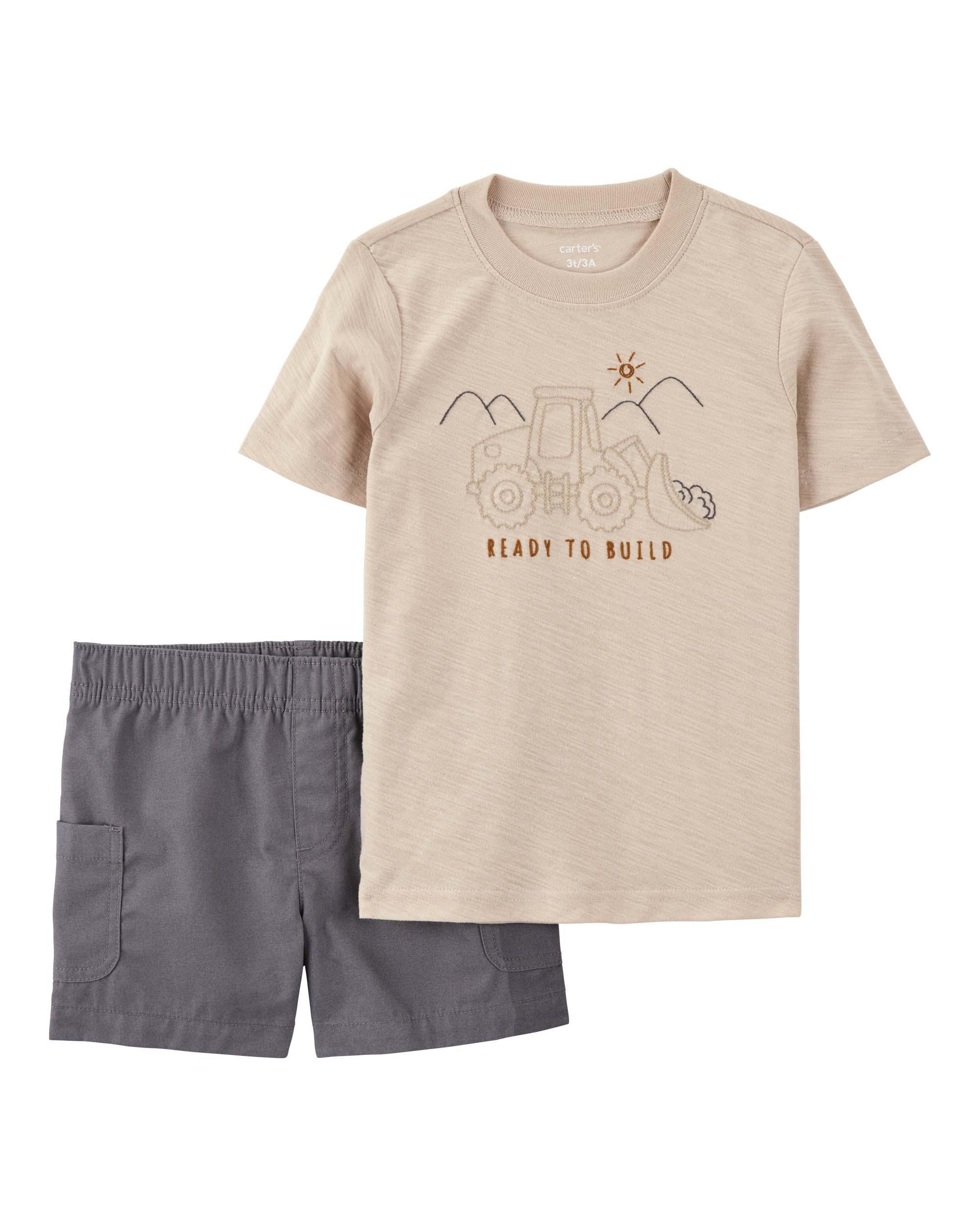 Carter's Baby 2-Piece Construction Short Set - Tan & Grey