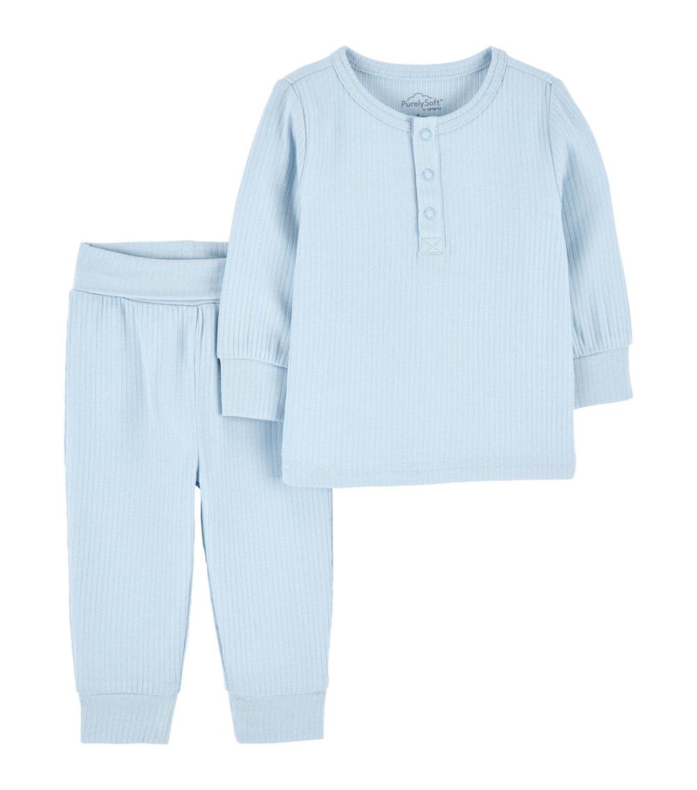 PurelySoft 2-Piece Long-Sleeve Snap Tee and Pants Set