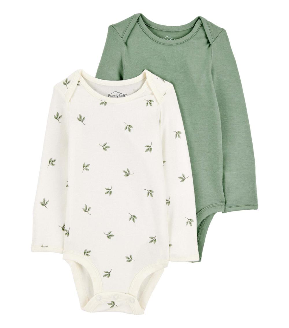 PurelySoft 2-Pack Leaf Print Bodysuits