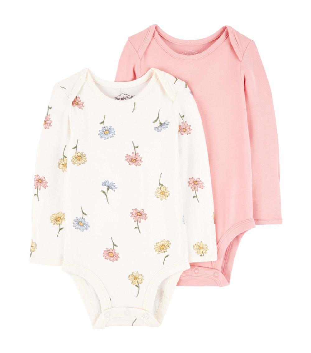 PurelySoft 2-Pack Floral Print Bodysuits