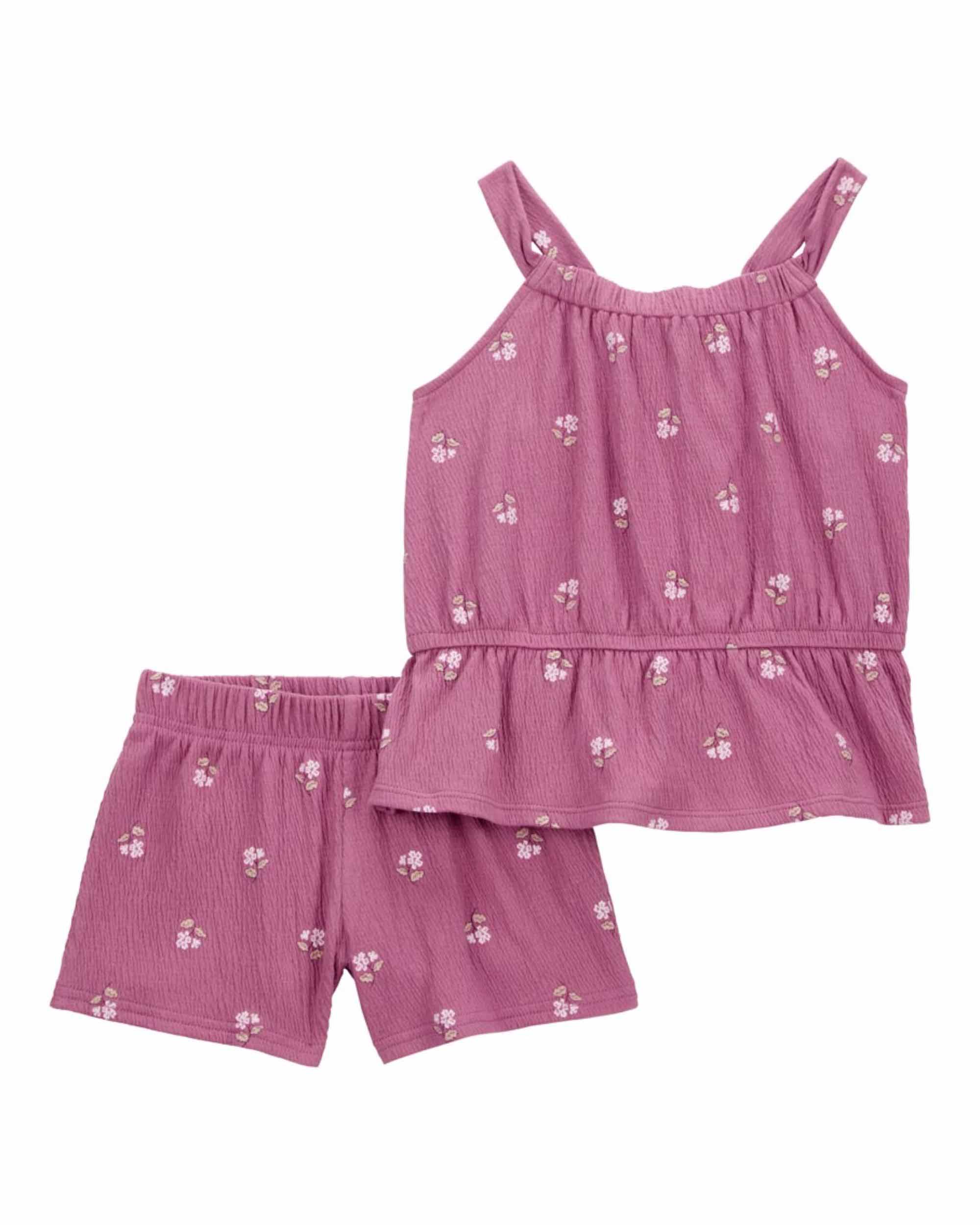 Carter's 2-Piece Floral Printed Top and Shorts Set - Pink