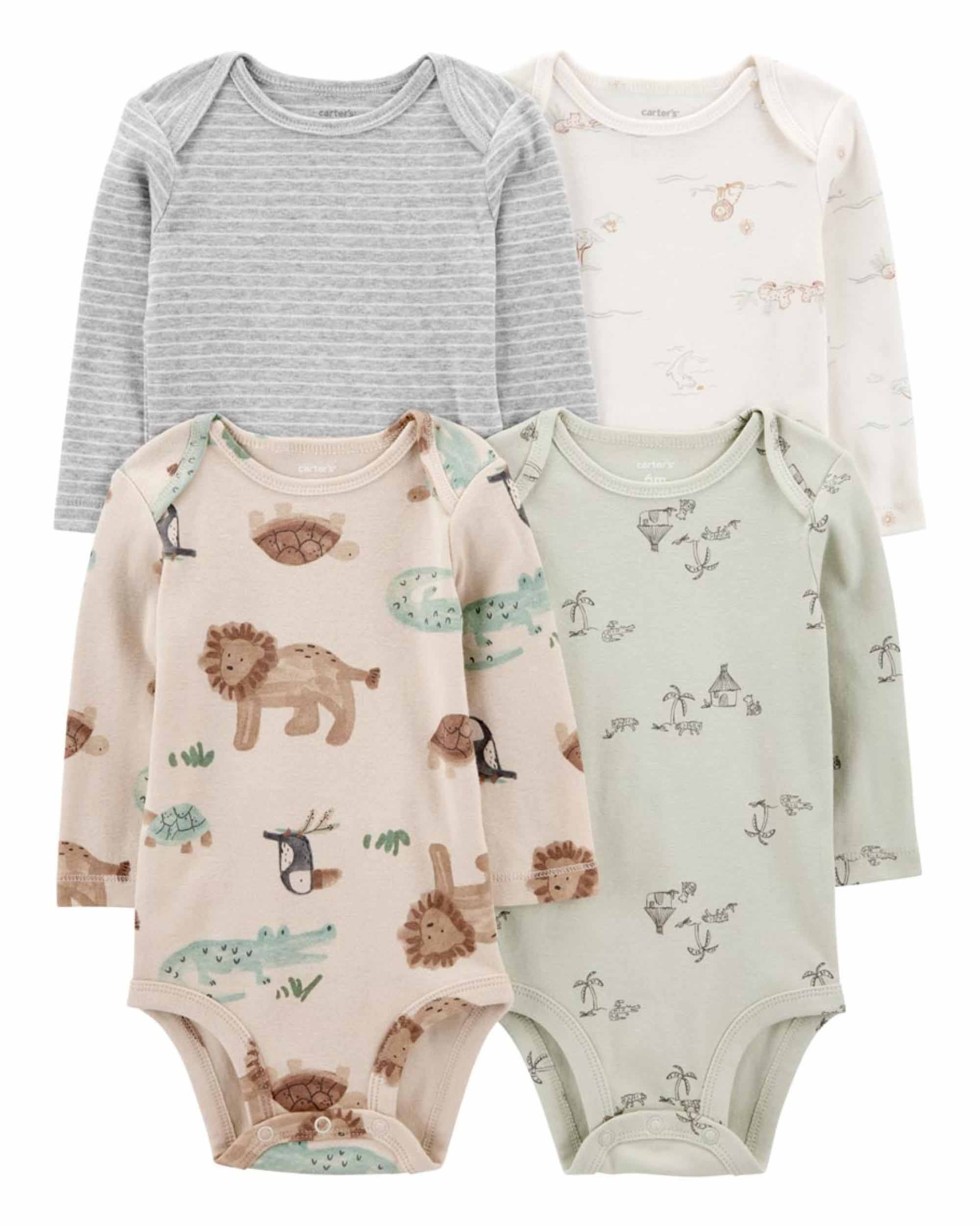 Carter's 4-Pack Striped Long-Sleeve Bodysuits - Multicolor