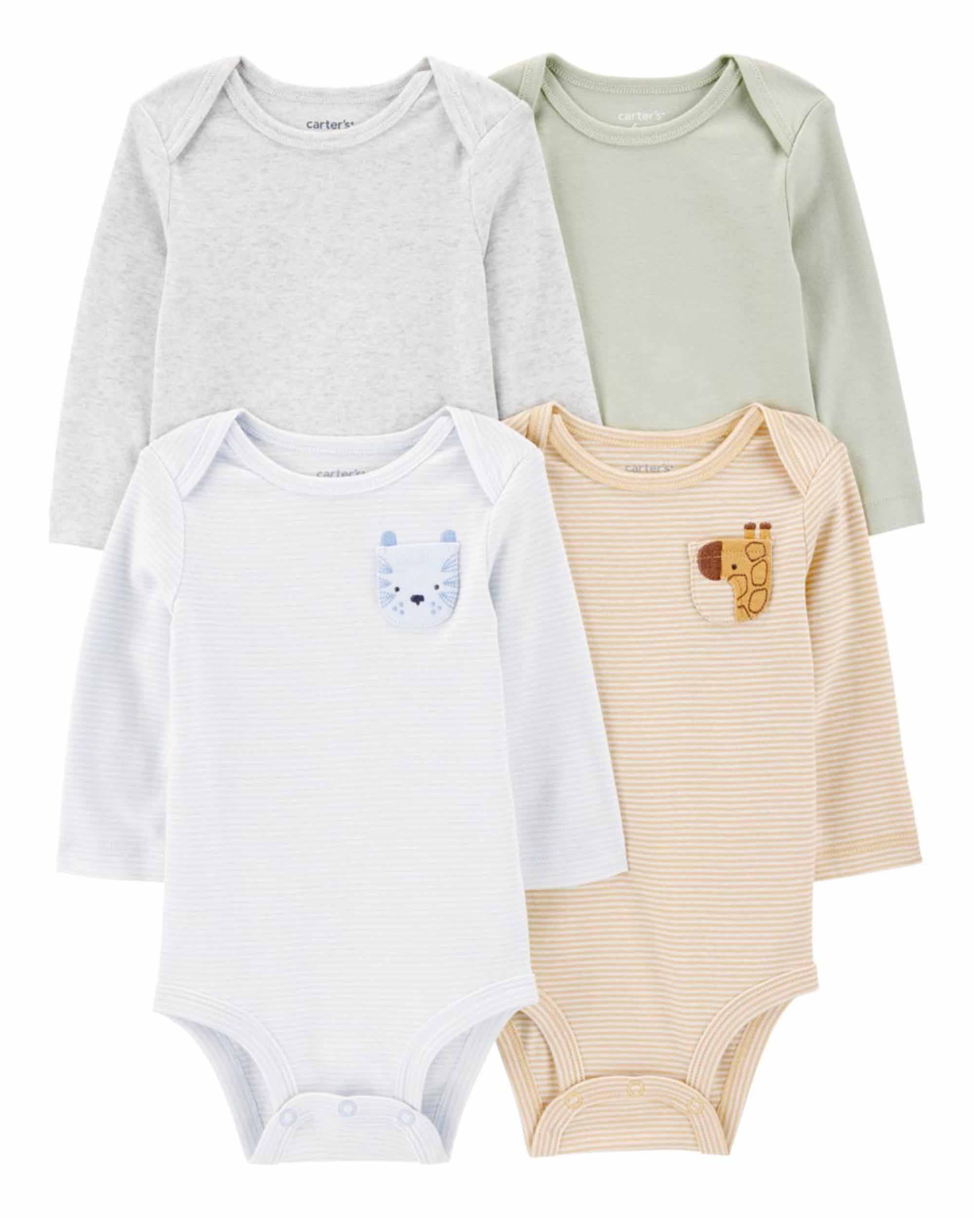 Carter's 4-Pack Striped Long-Sleeve Bodysuits - Multicolor