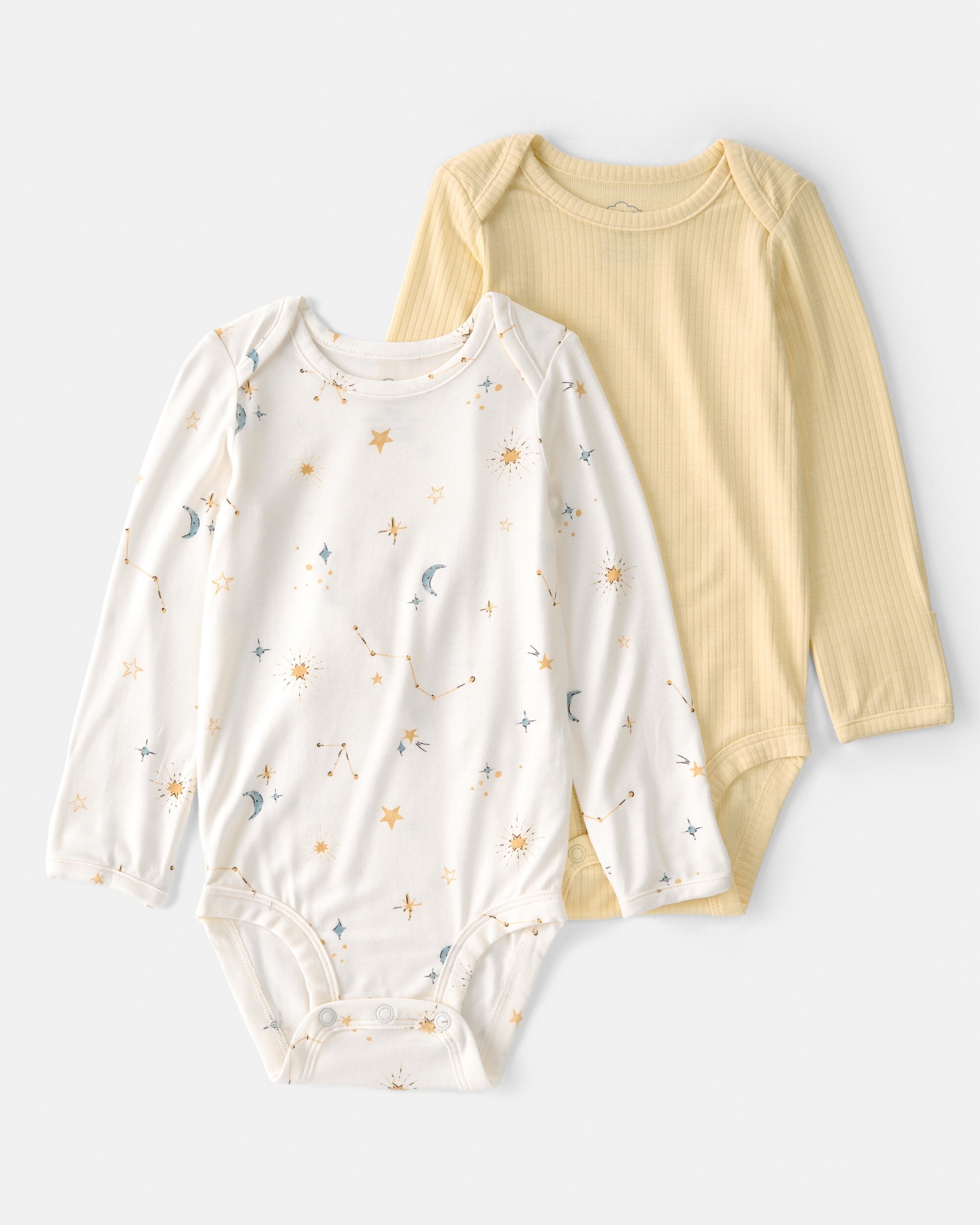 PurelySoft Baby 2-Pack Constellation PurelySoft Bodysuits - Yellow/Cream