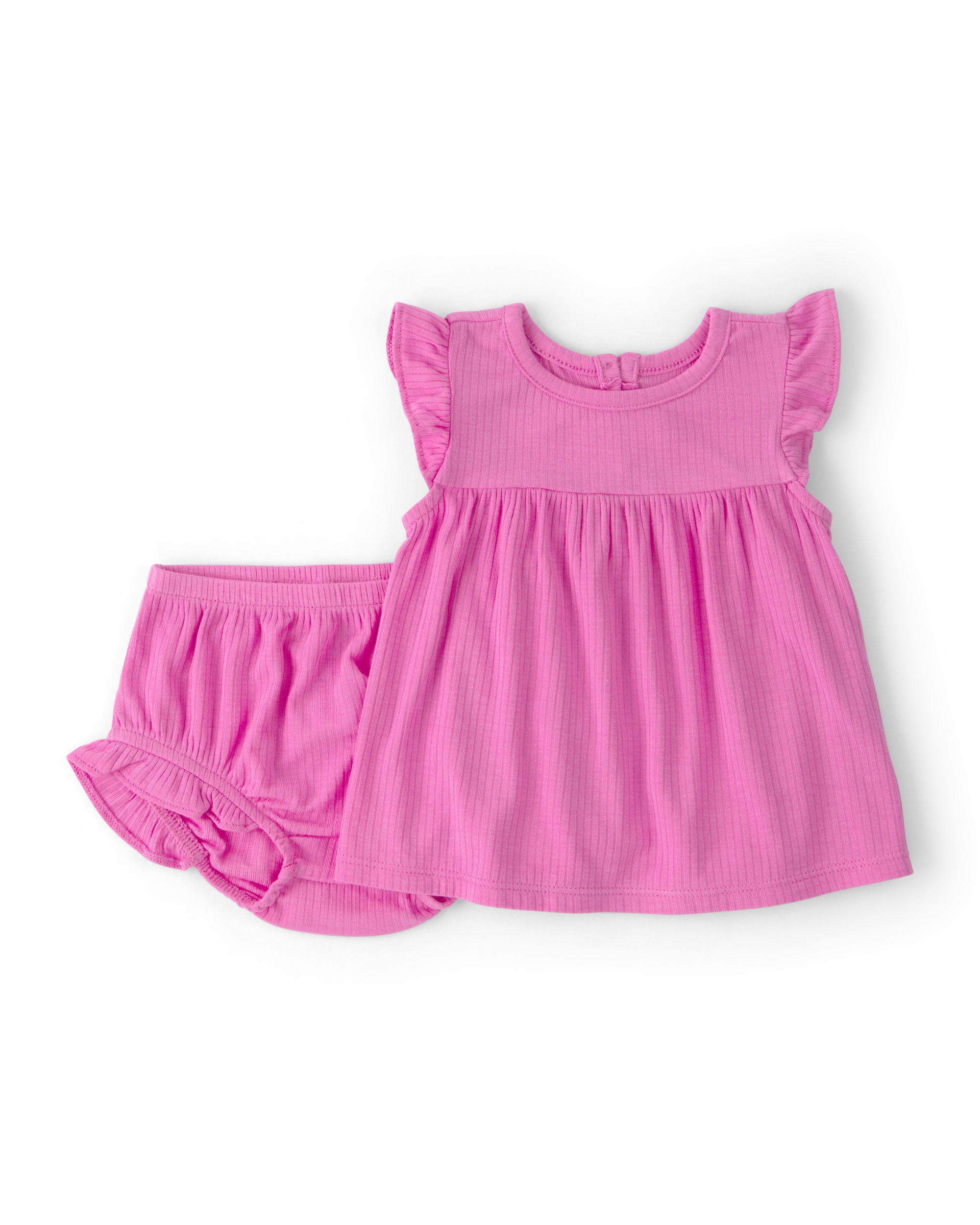 PurelySoft Baby Girls Solid Flutter 2 Piece Set, Pink