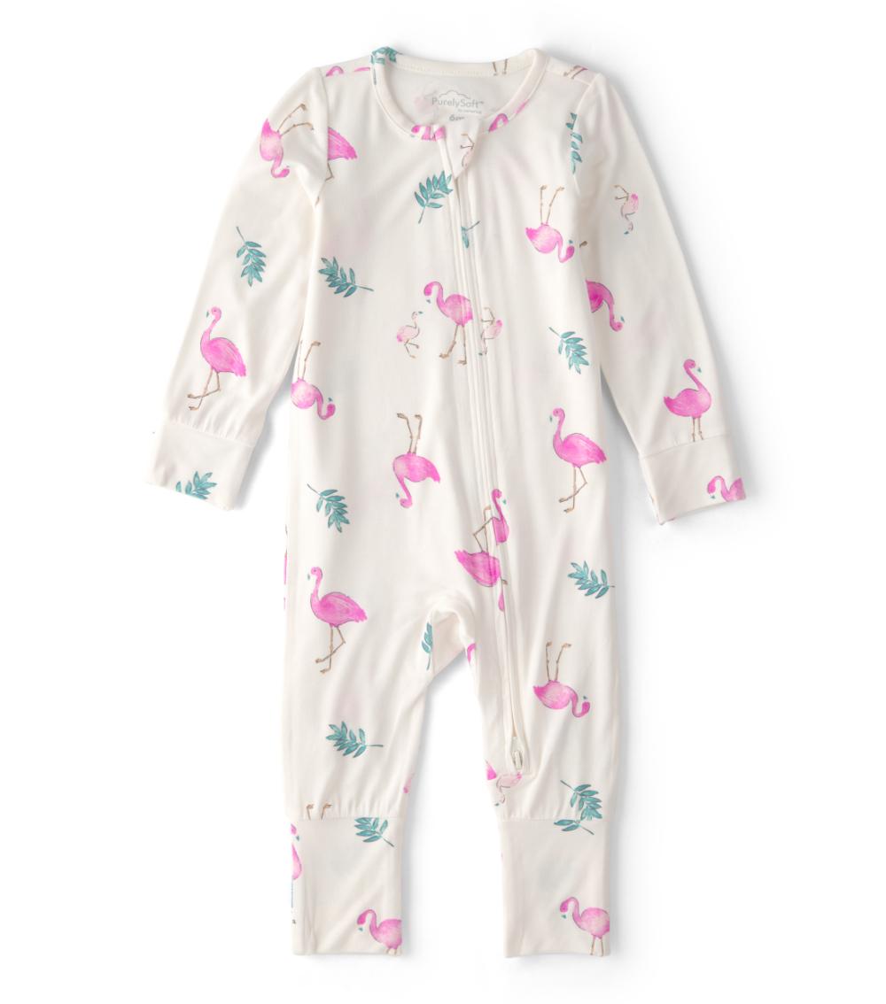 PurelySoft Baby Girls Flamingo Print Sleep N Play Converter, Ivory
