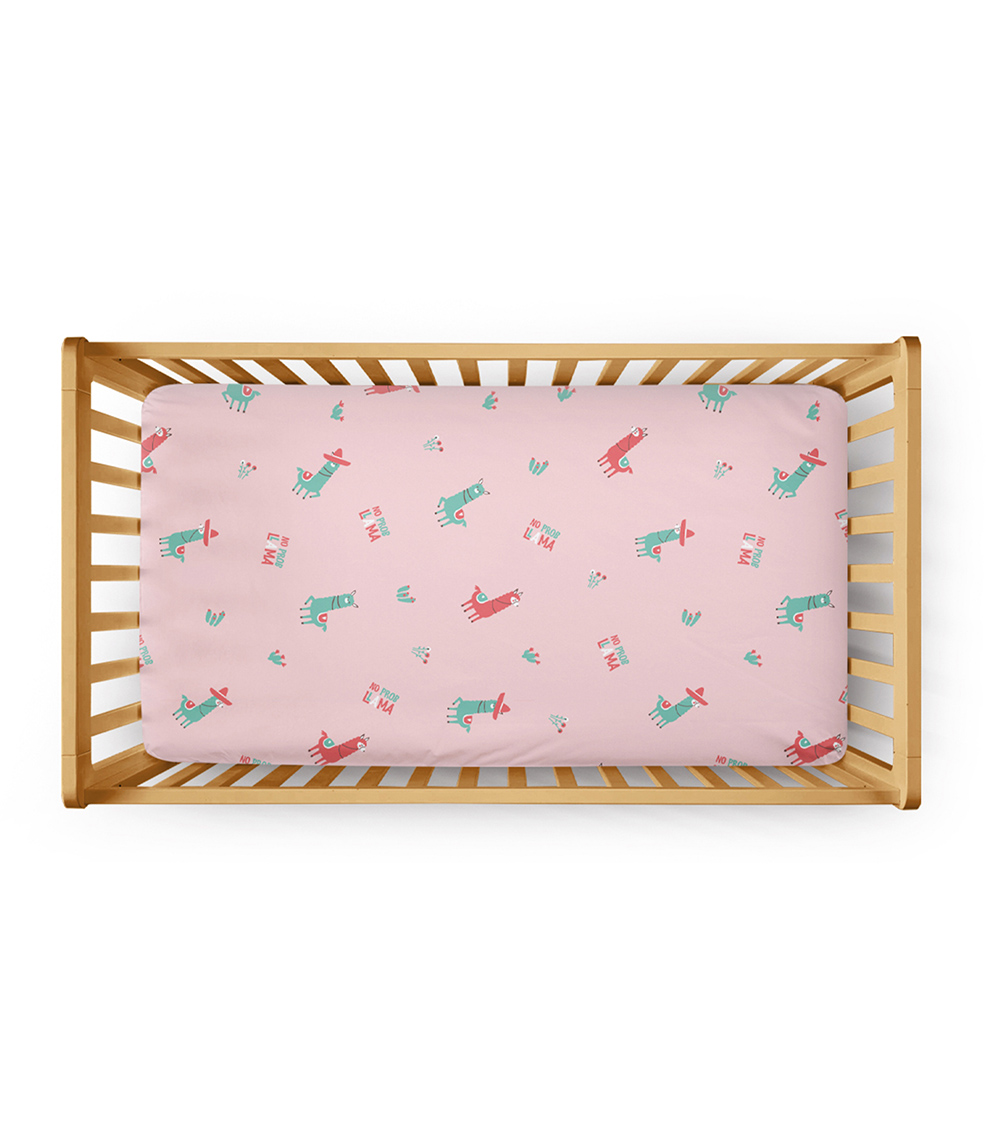 RABITAT 100% Organic Cotton Fitted Crib Sheet - No Prob Llama