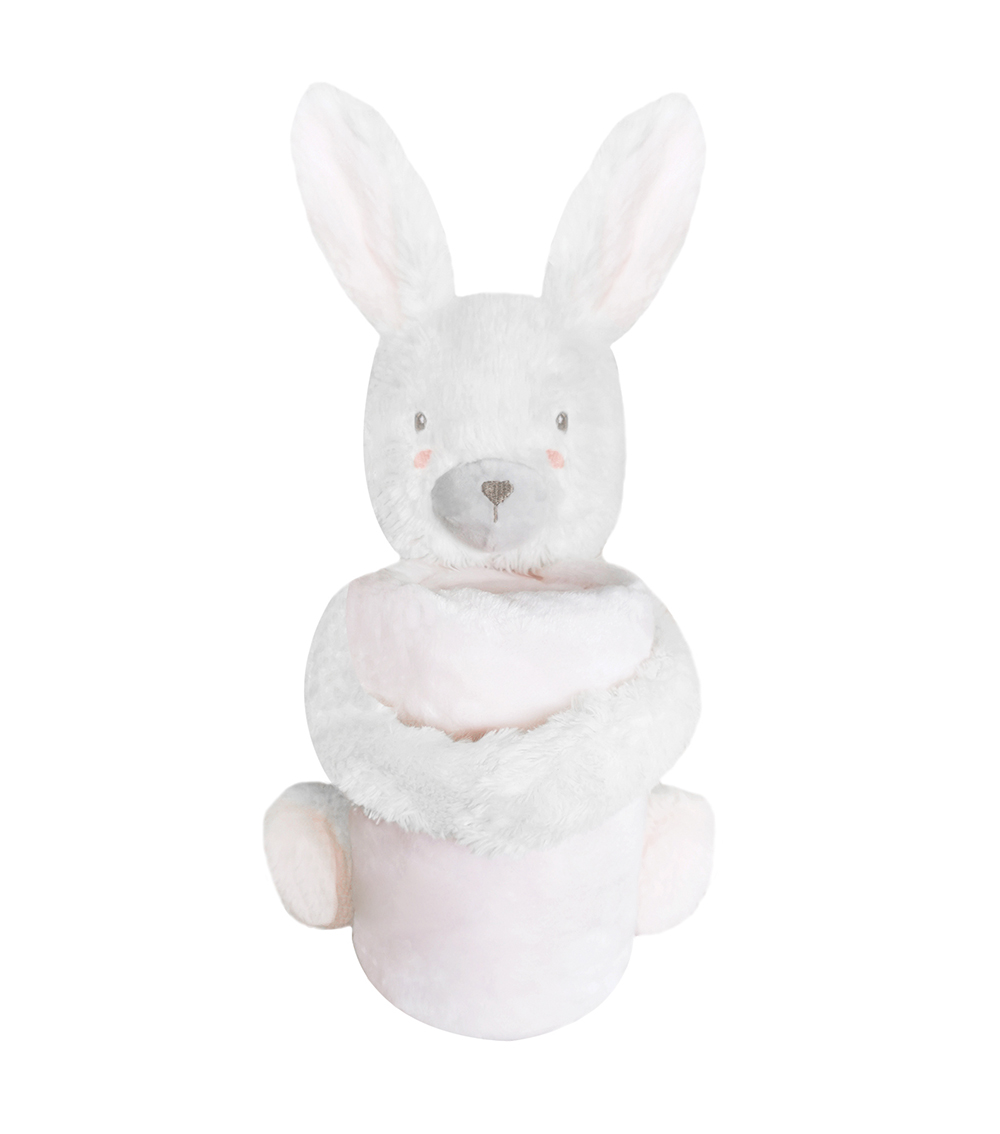 KIKKABOO Cuddle and Crib Blanket & Toy - Rabbits In Love