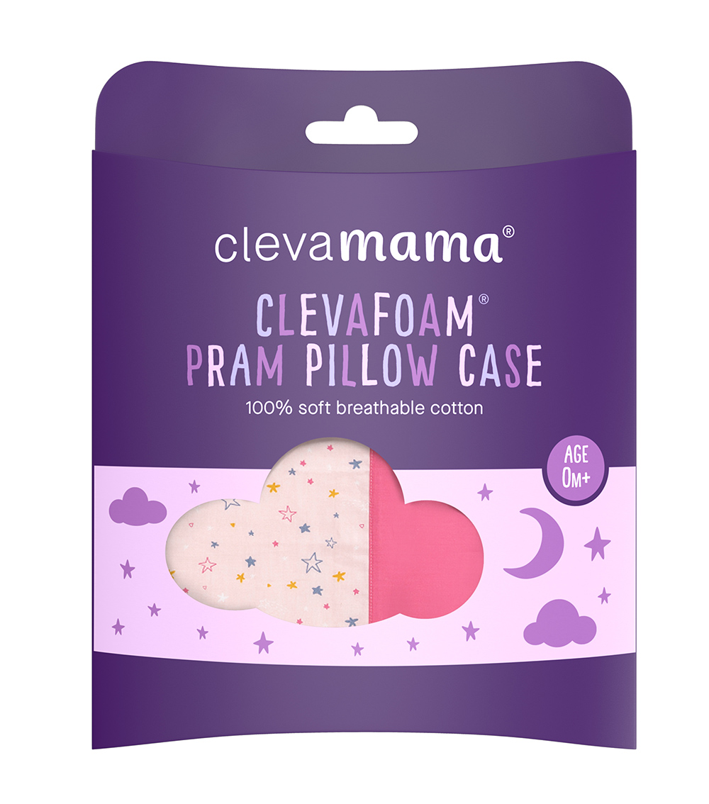 CLEVAMAMA ClevaFoam Pram Pillow Case - Pink