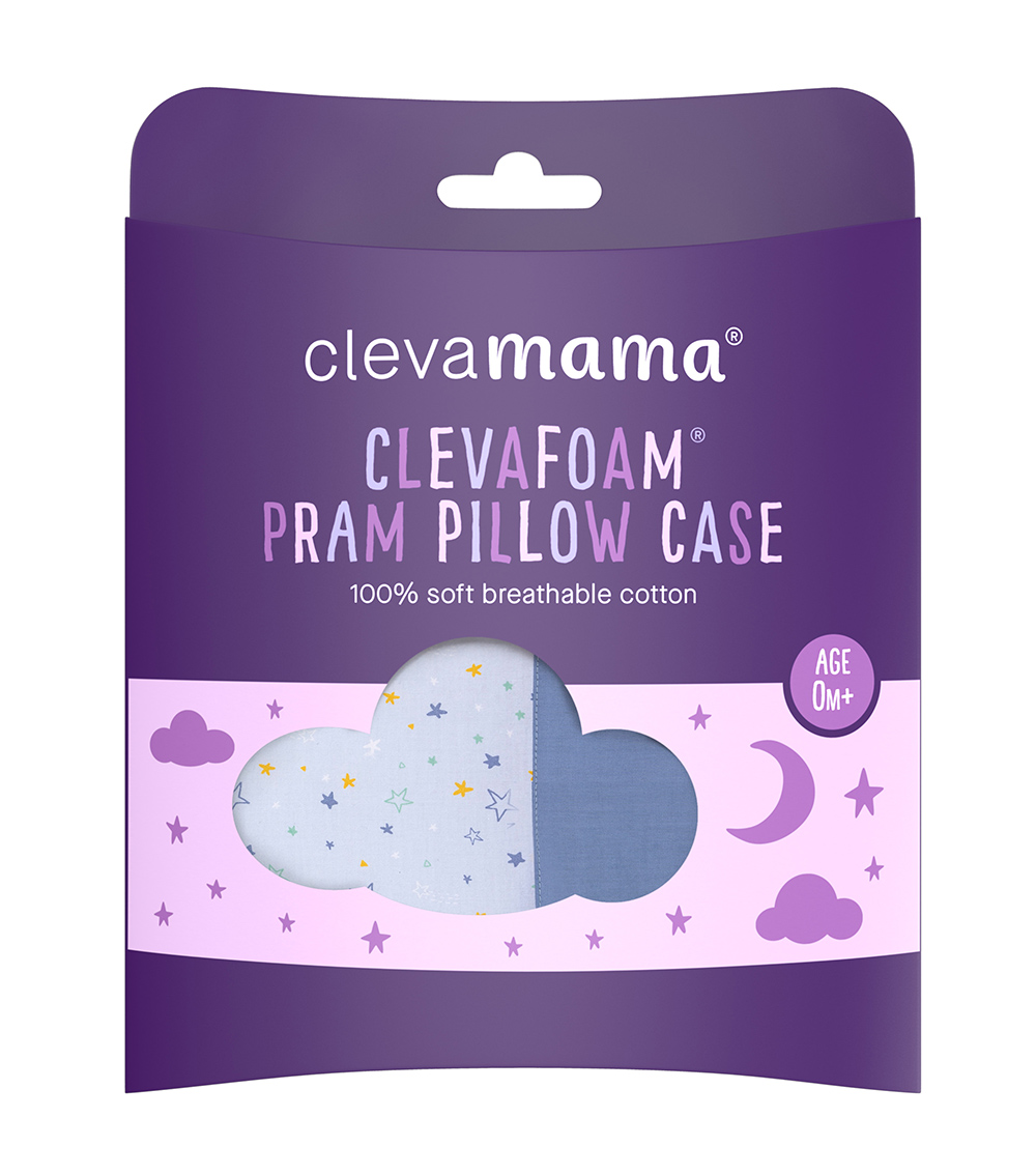 CLEVAMAMA ClevaFoam Pram Pillow Case - Blue