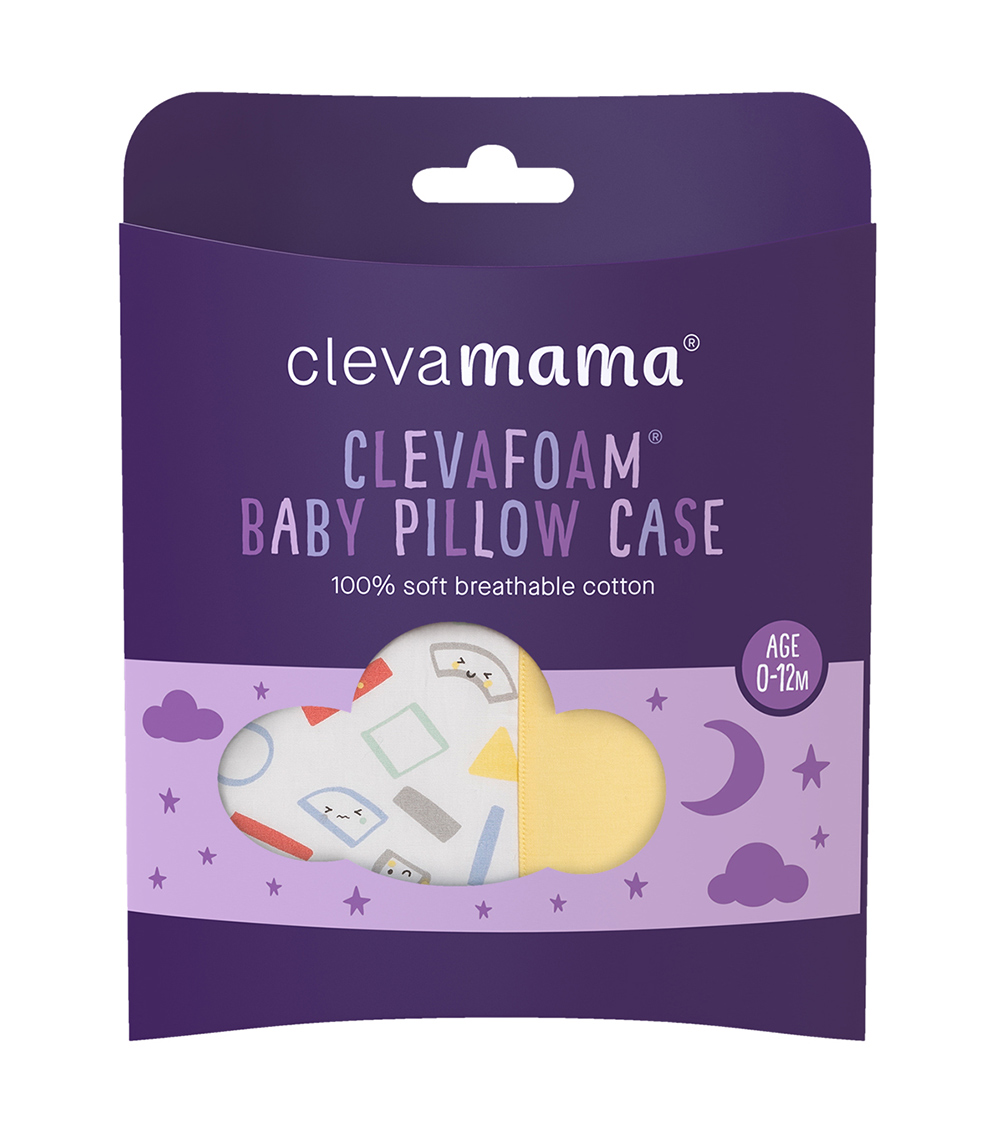 CLEVAMAMA ClevaFoam Baby Pillow Case - Grey/Yellow