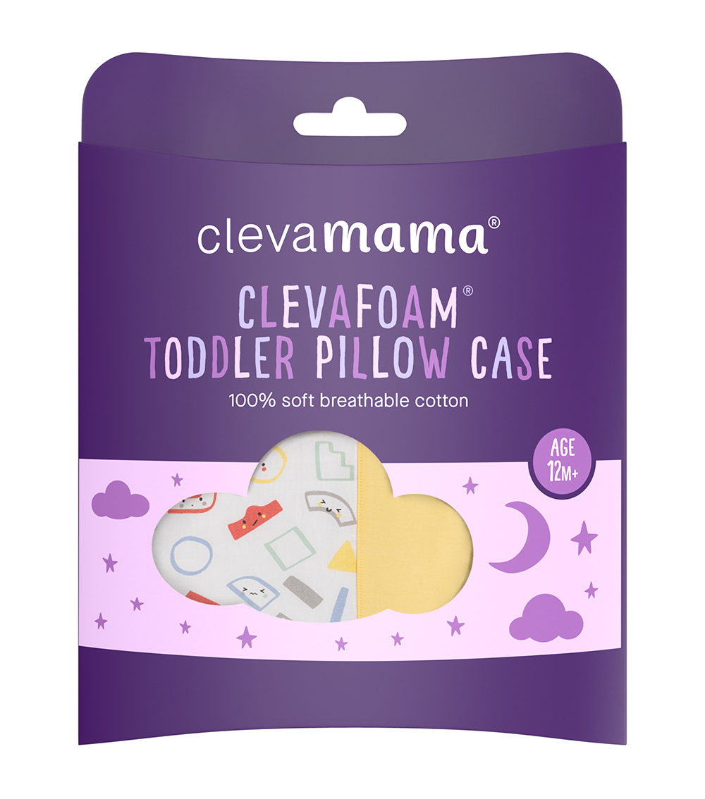 CLEVAMAMA ClevaFoam Toddler Pillow Case - Grey/Yellow