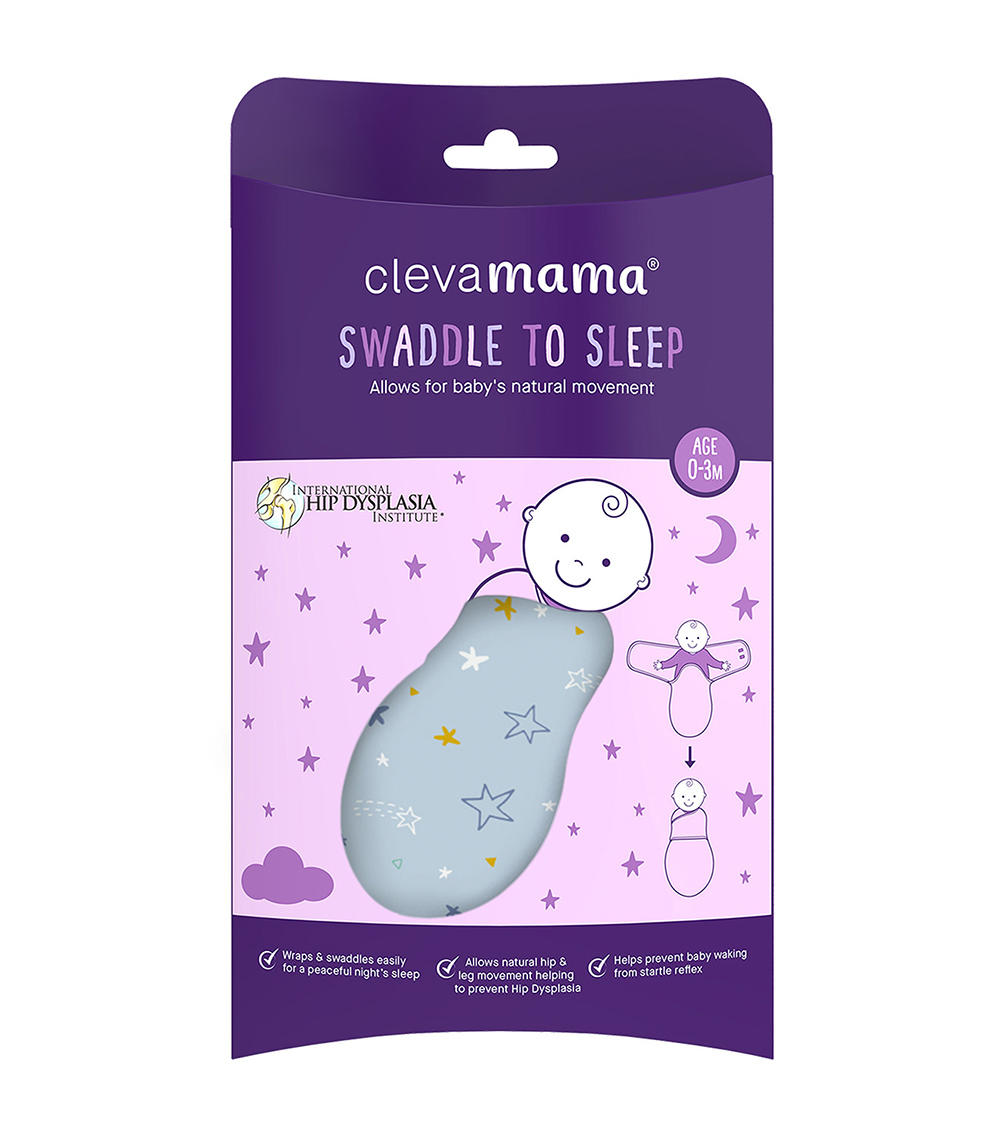 CLEVAMAMA Swaddle to Sleep - Blue (0-3m)