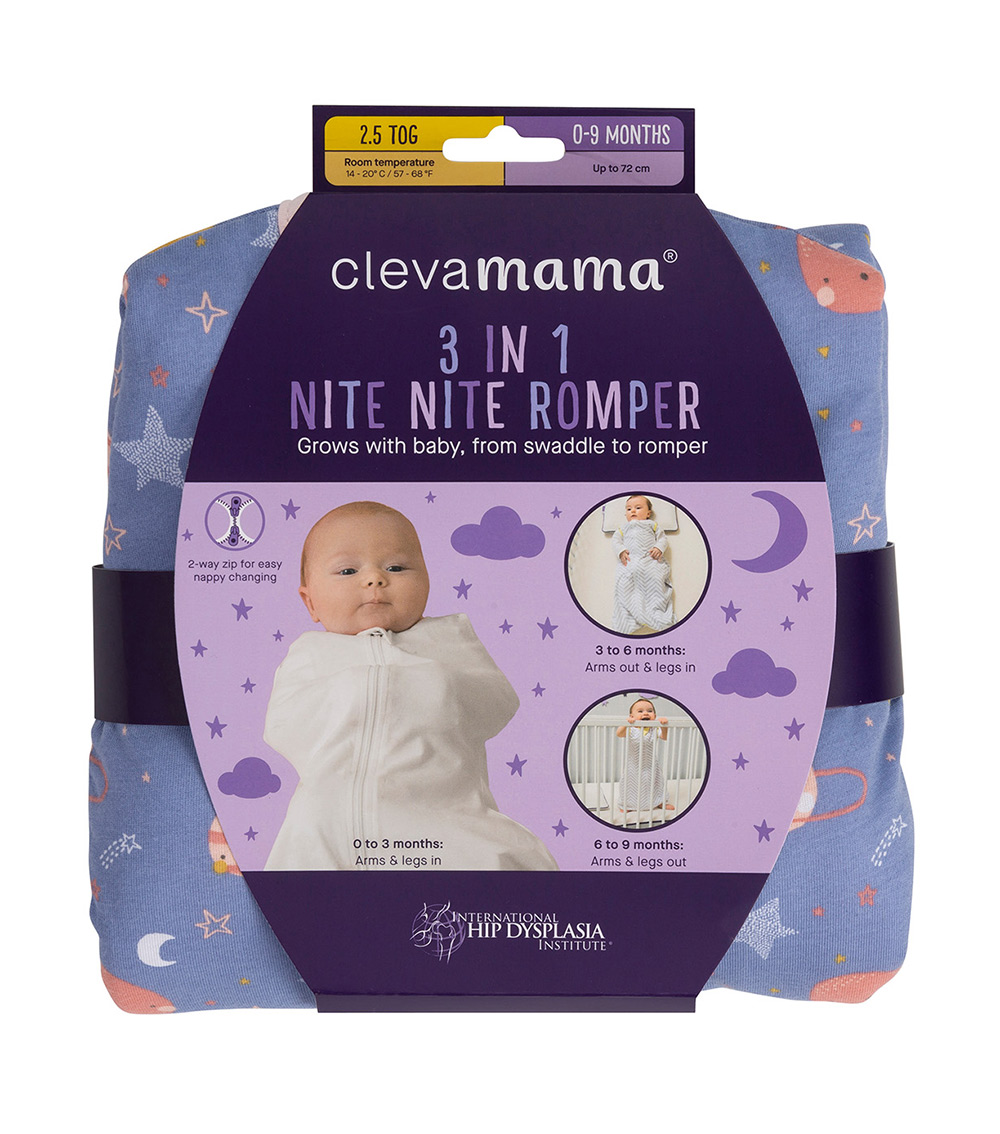 CLEVAMAMA 3-in-1 Nite Nite Romper 2.5 Tog - Pink (0-9m)