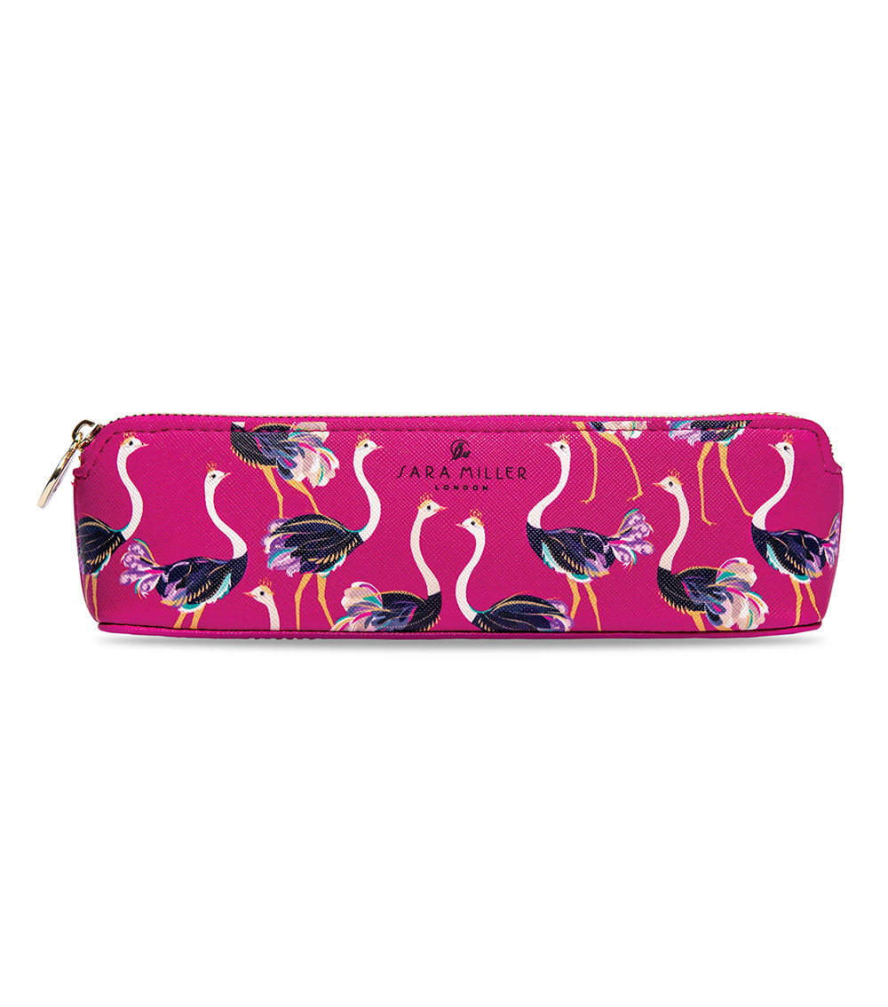 SARA MILLER Slim Ostrich Pencil Case