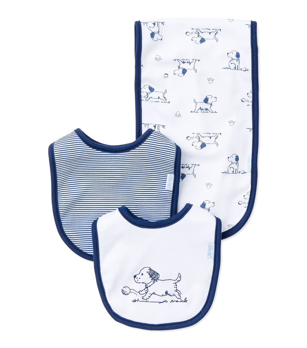 LITTLE ME 3-Piece Play Puppy Bibs And Burp Set