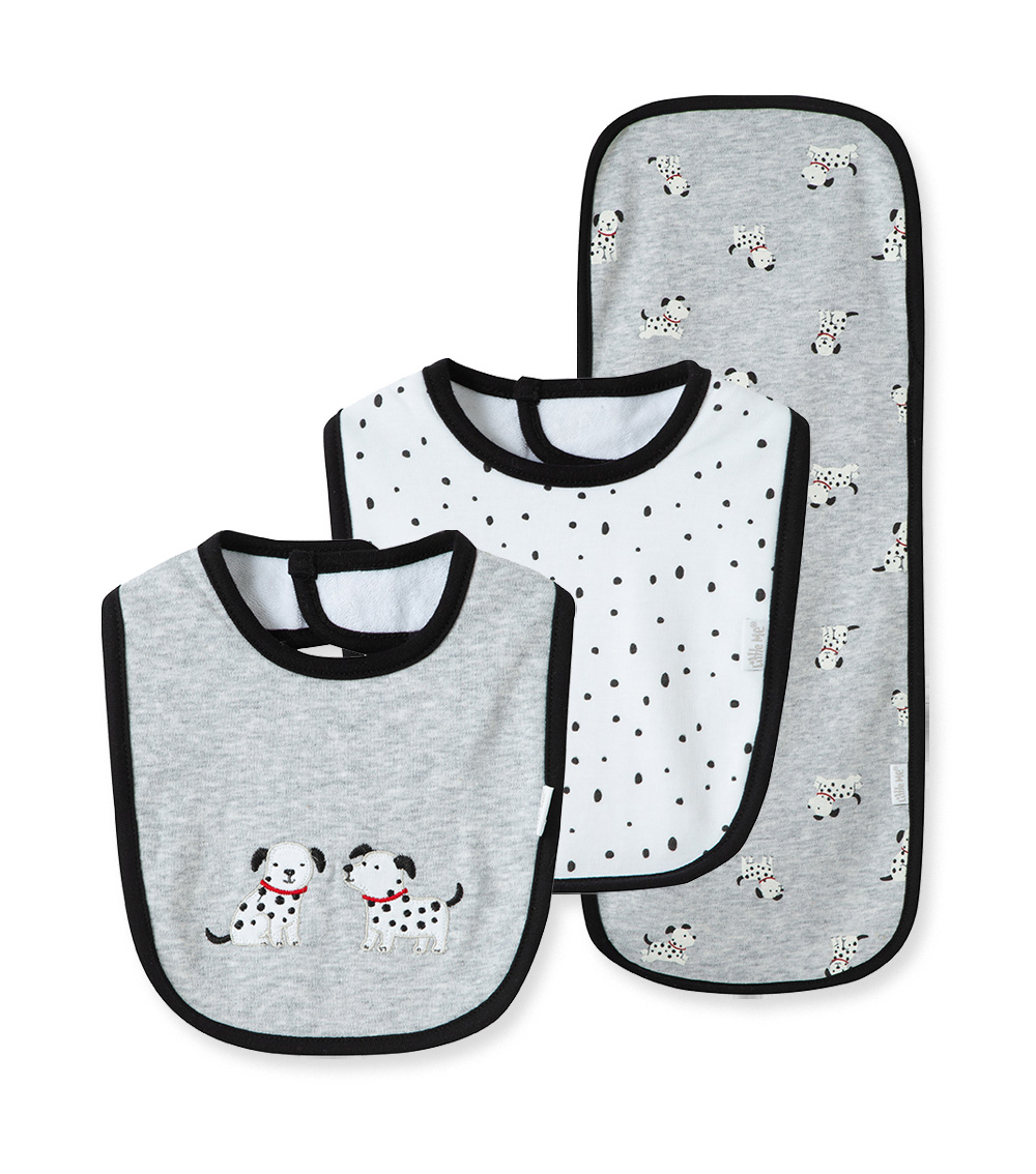 LITTLE ME 3-Piece Dalmatian Bibs And Burp Set