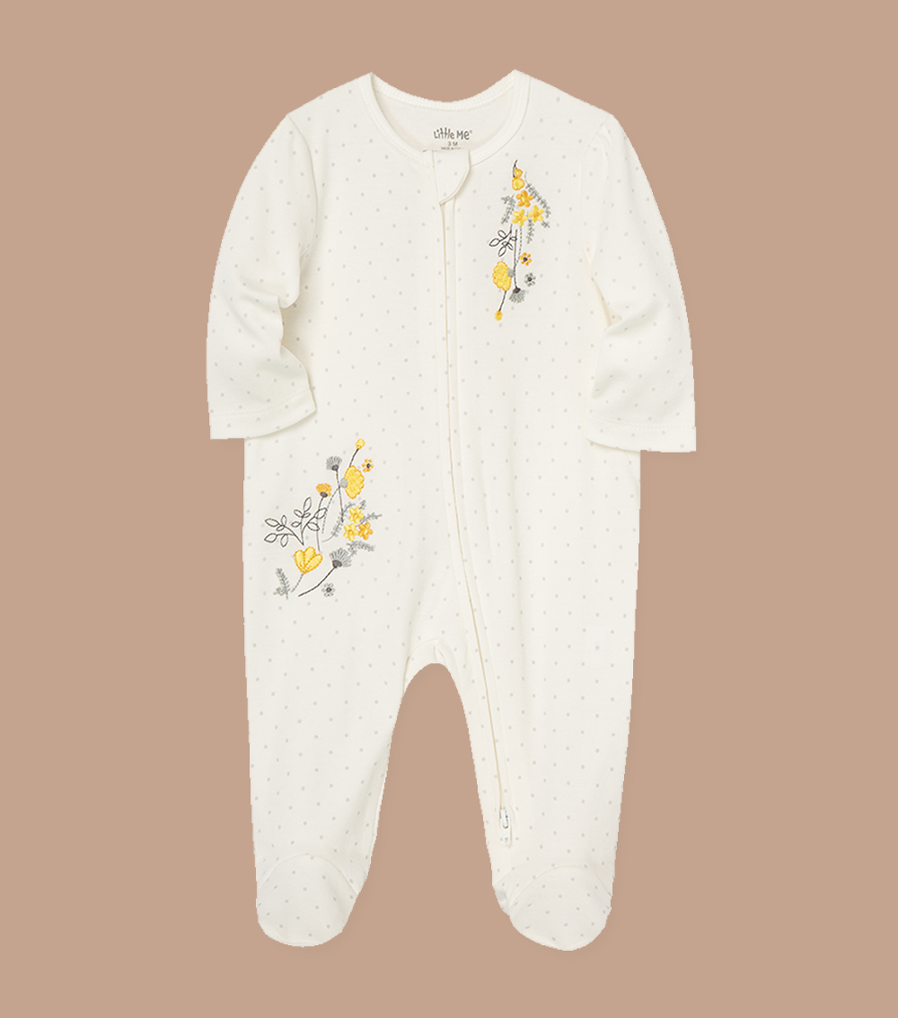 LITTLE ME Primrose Zip Front Onesie