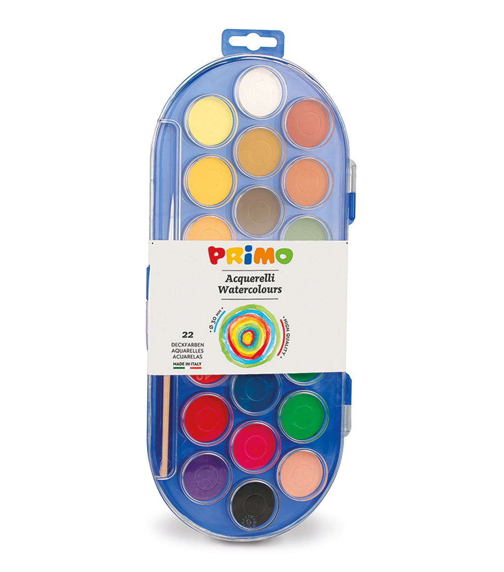 PRIMO Watercolour Paint Tablets (22 Colours & 1 Brush)