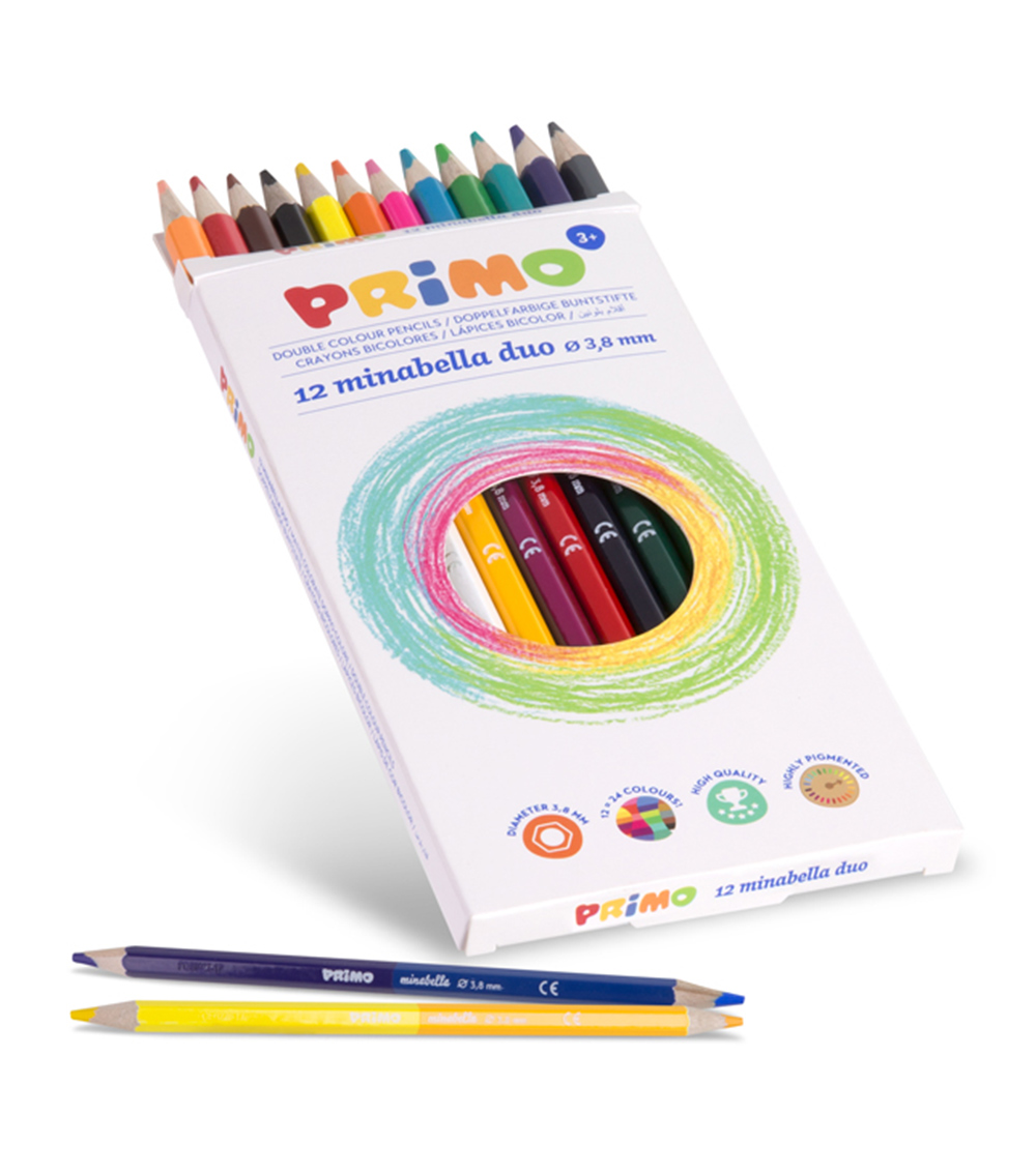 PRIMO Double-Tip Hexagonal Colour Pencils (12 Pieces)