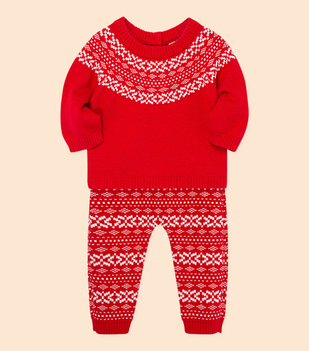 Red Fairisle Sweater set