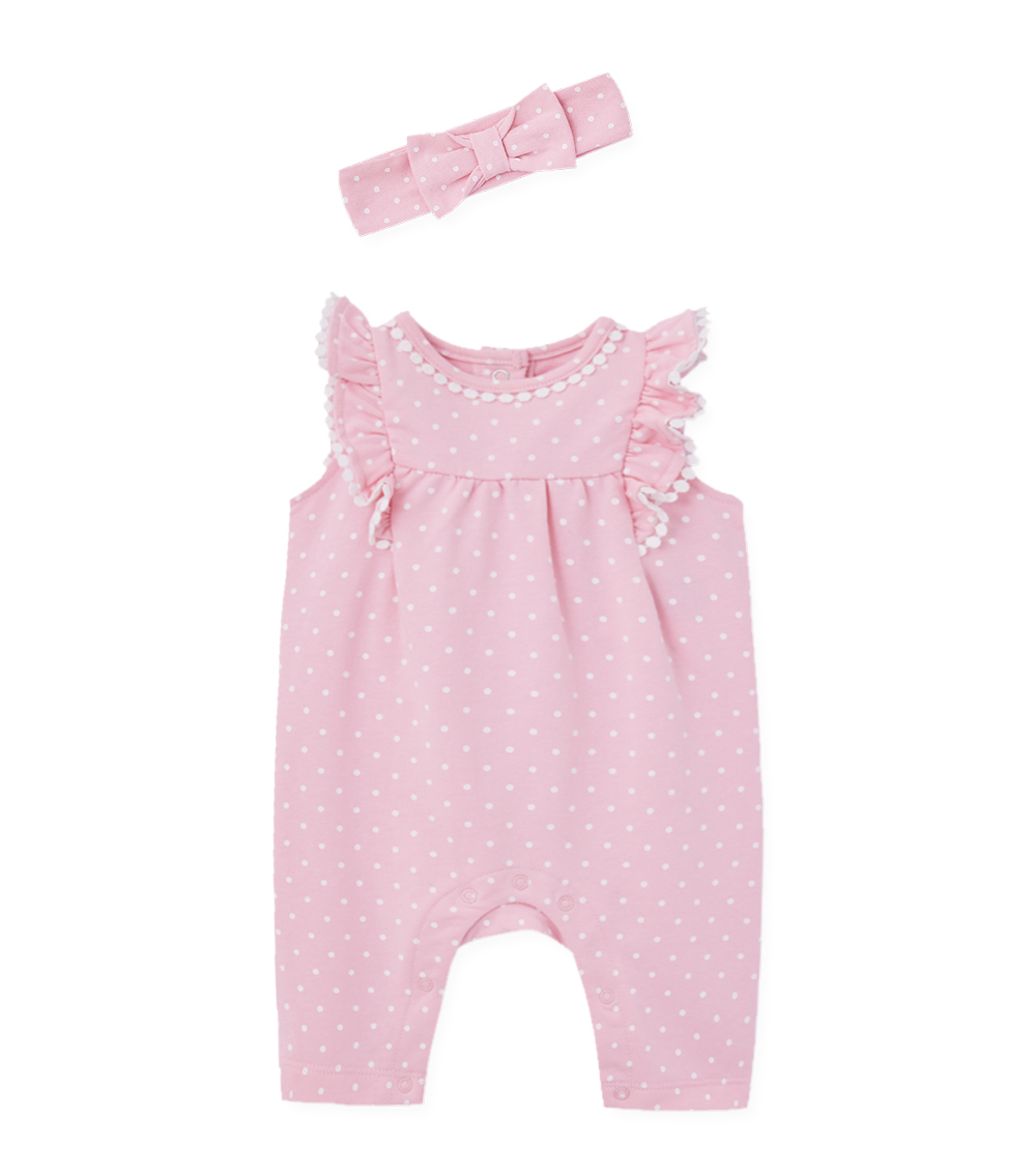 LITTLE ME Dots Jumpsuit W/ Headband