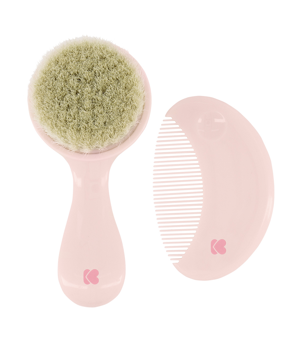 KIKKABOO Comb And Brush With Natural Bristles - Savanna Pink