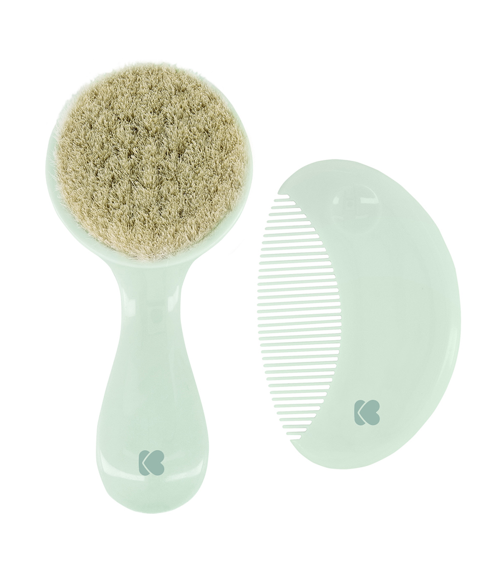 KIKKABOO Comb And Brush With Natural Bristles - Savanna Mint