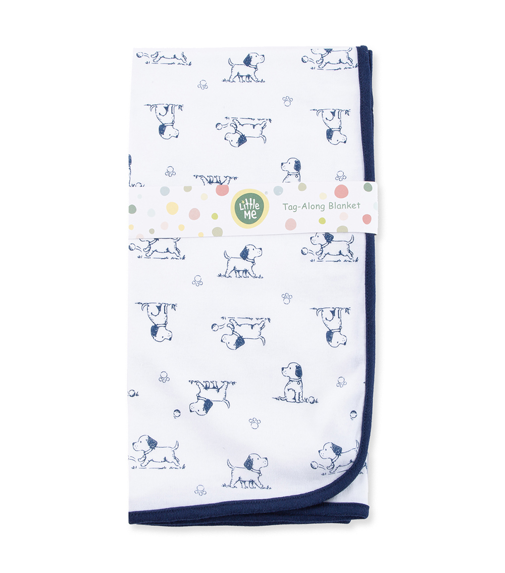LITTLE ME Puppy Toile Blanket