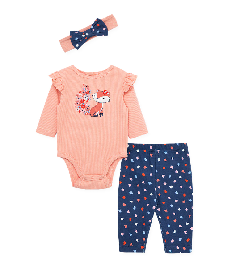 LITTLE ME Printed Bodysuit Set - Pretty Fox