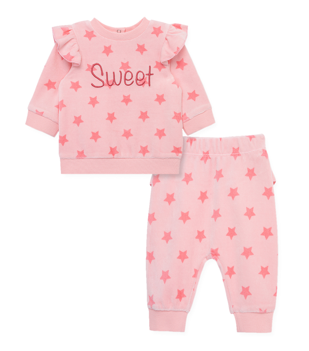 LITTLE ME Sweet Stars Velour Pant Set