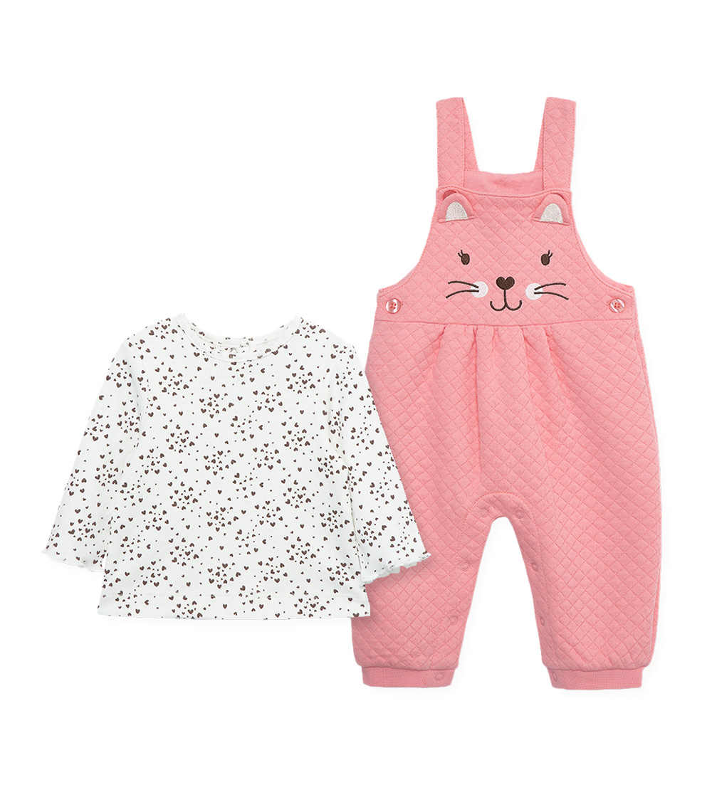 LITTLE ME Kitty Overall Set