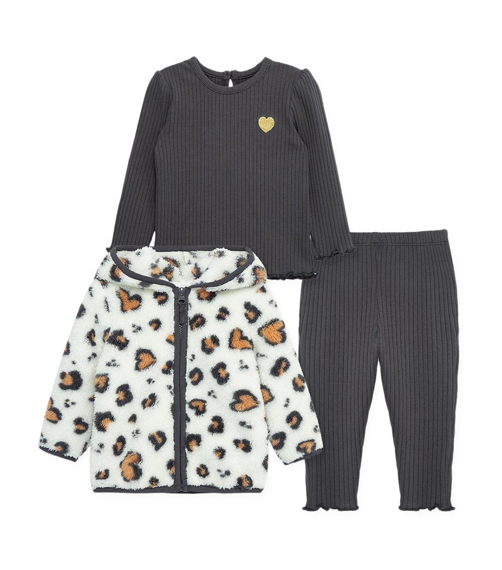 LITTLE ME 3-Piece Animal Heart Jacket Set