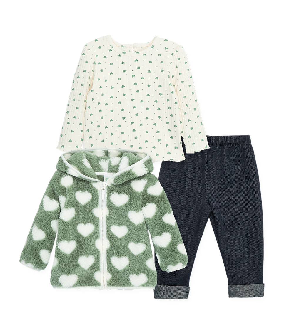 LITTLE ME 3-Piece Heart Jacket Set