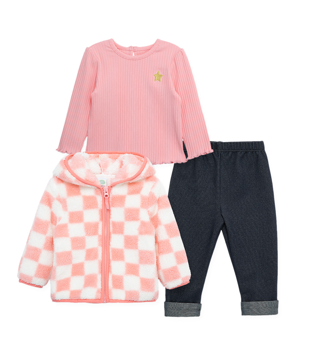 LITTLE ME 3-Piece Checkered Jacket Set