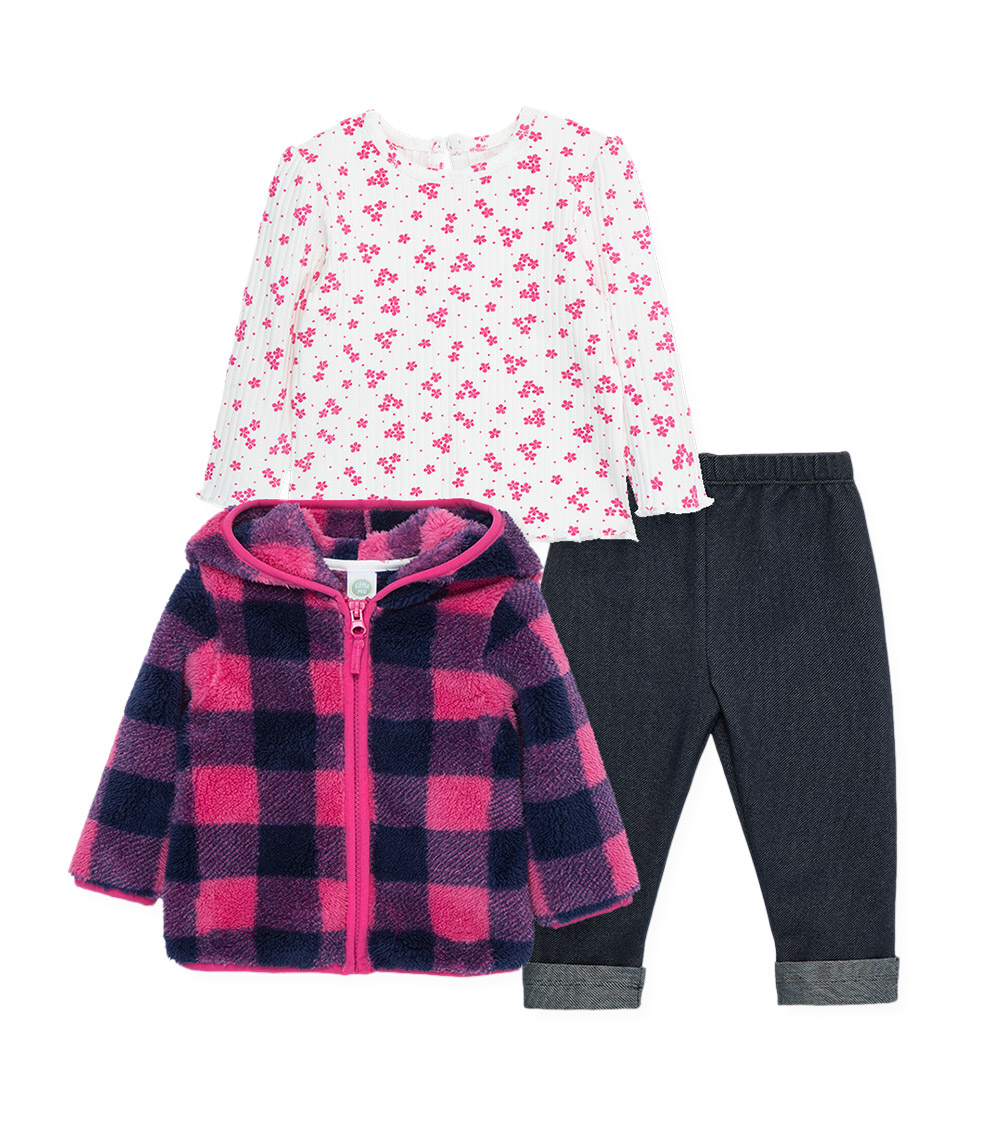 LITTLE ME 3-Piece Big Checkered Jacket Set