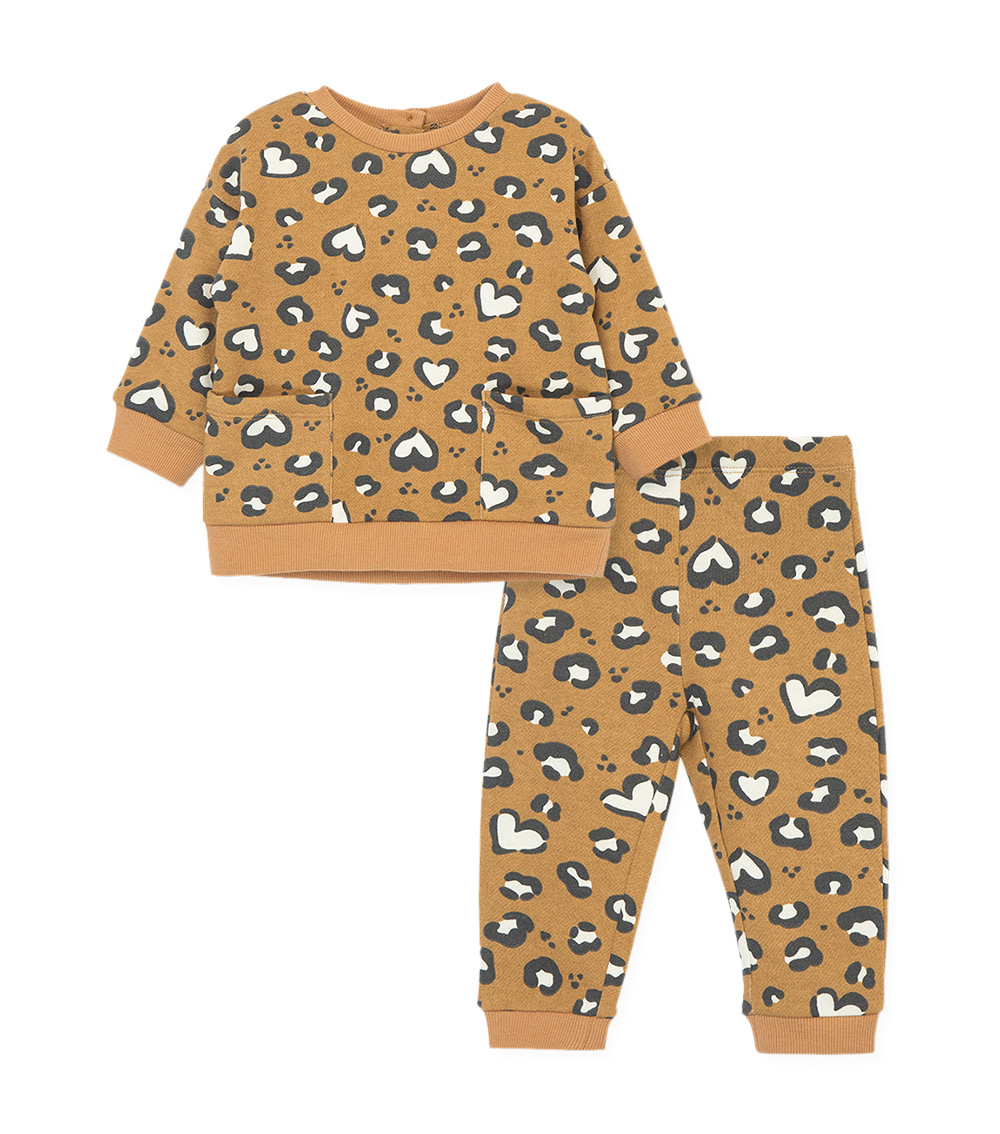 LITTLE ME 2-Piece Animal Heart Sweatshirt Set