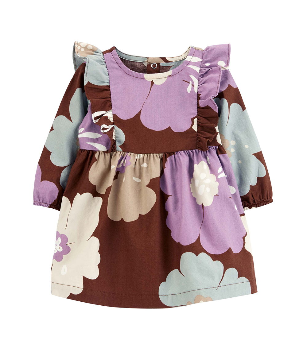 CARTER'S All Over Floral Print Flutter Twill Dress