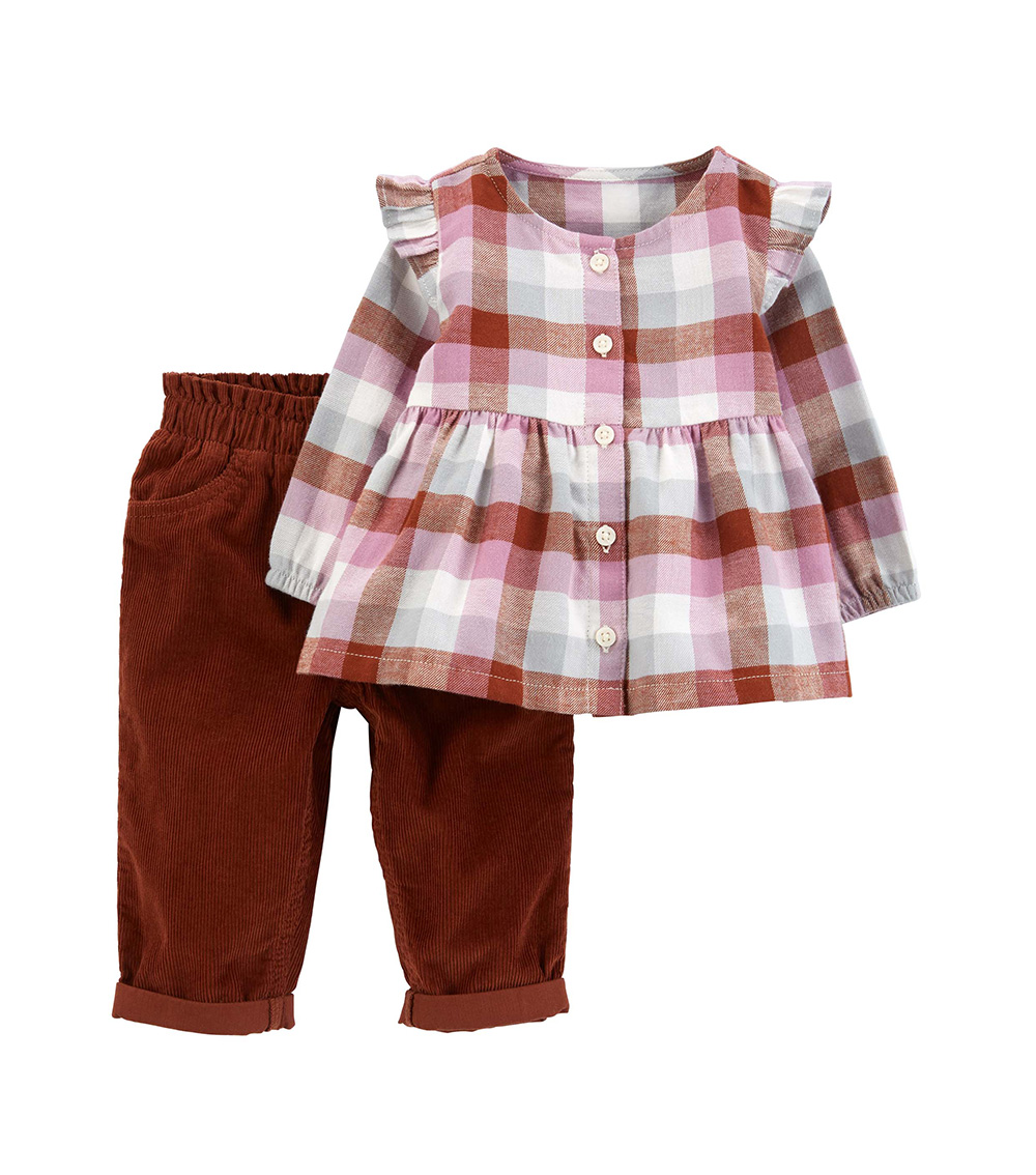 CARTER'S 2-Piece Plaid Flannel Top & Corduroy Pant Set