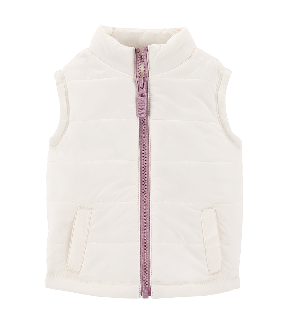 CARTER'S White Zip-Up Puffer Vest